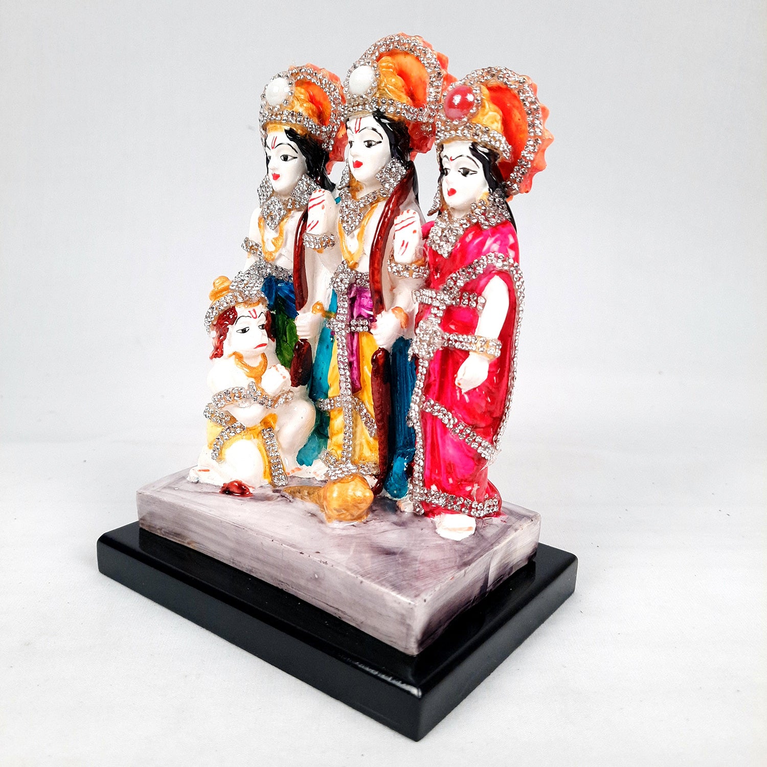 Ram Darbar with Ram, Laxman, Sita and Hanuman Idol Statue | Shree Ram Parivar Murti - For Pooja Room, Home, Temple, Puja, Decor & Gifts - 8 Inch - apkamart