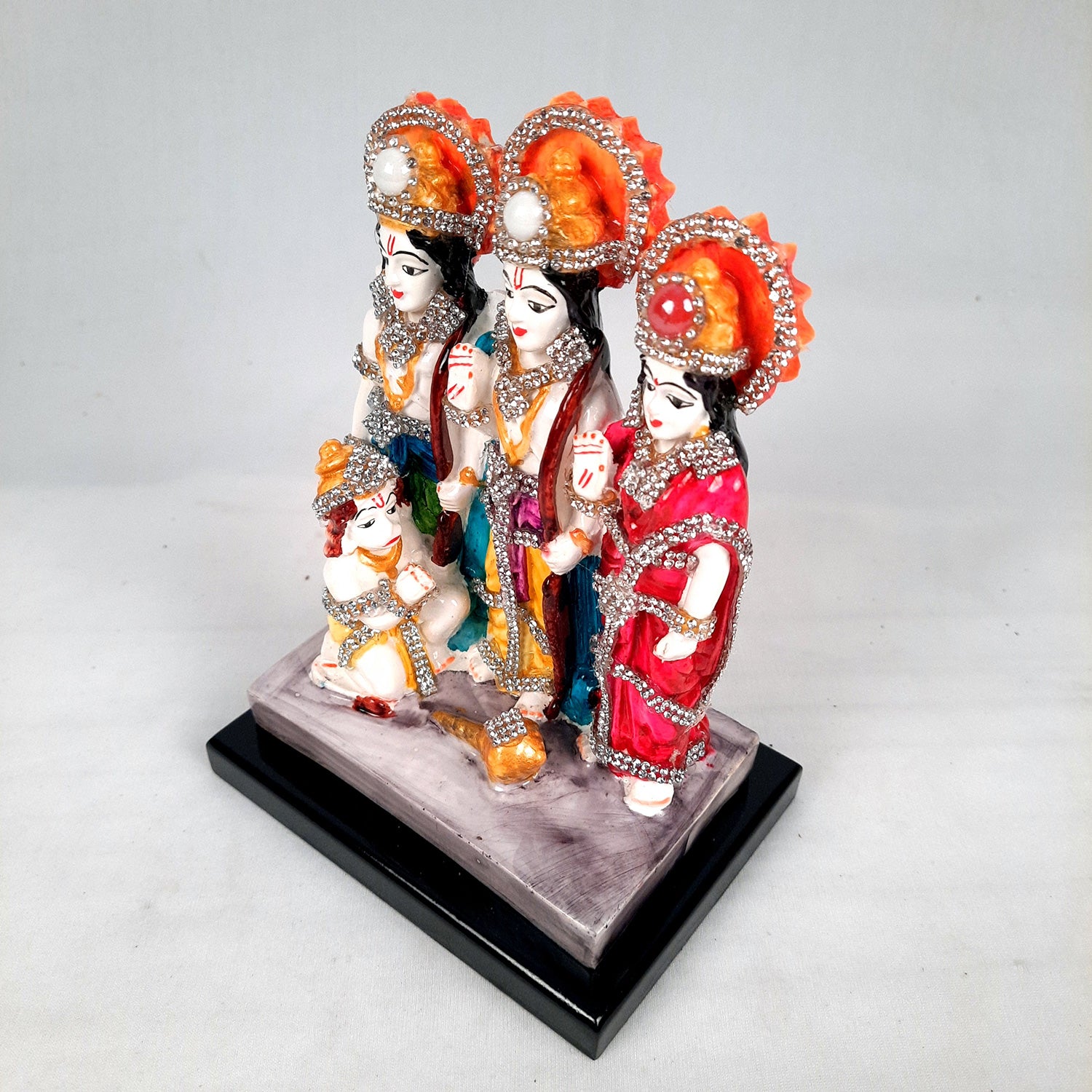 Ram Darbar with Ram, Laxman, Sita and Hanuman Idol Statue | Shree Ram Parivar Murti - For Pooja Room, Home, Temple, Puja, Decor & Gifts - 8 Inch - apkamart