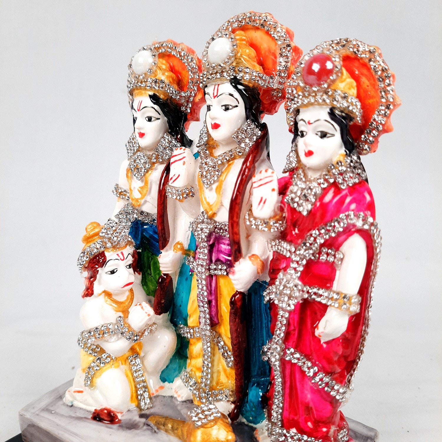 Ram Darbar with Ram, Laxman, Sita and Hanuman Idol Statue | Shree Ram Parivar Murti - For Pooja Room, Home, Temple, Puja, Decor & Gifts - 8 Inch - apkamart