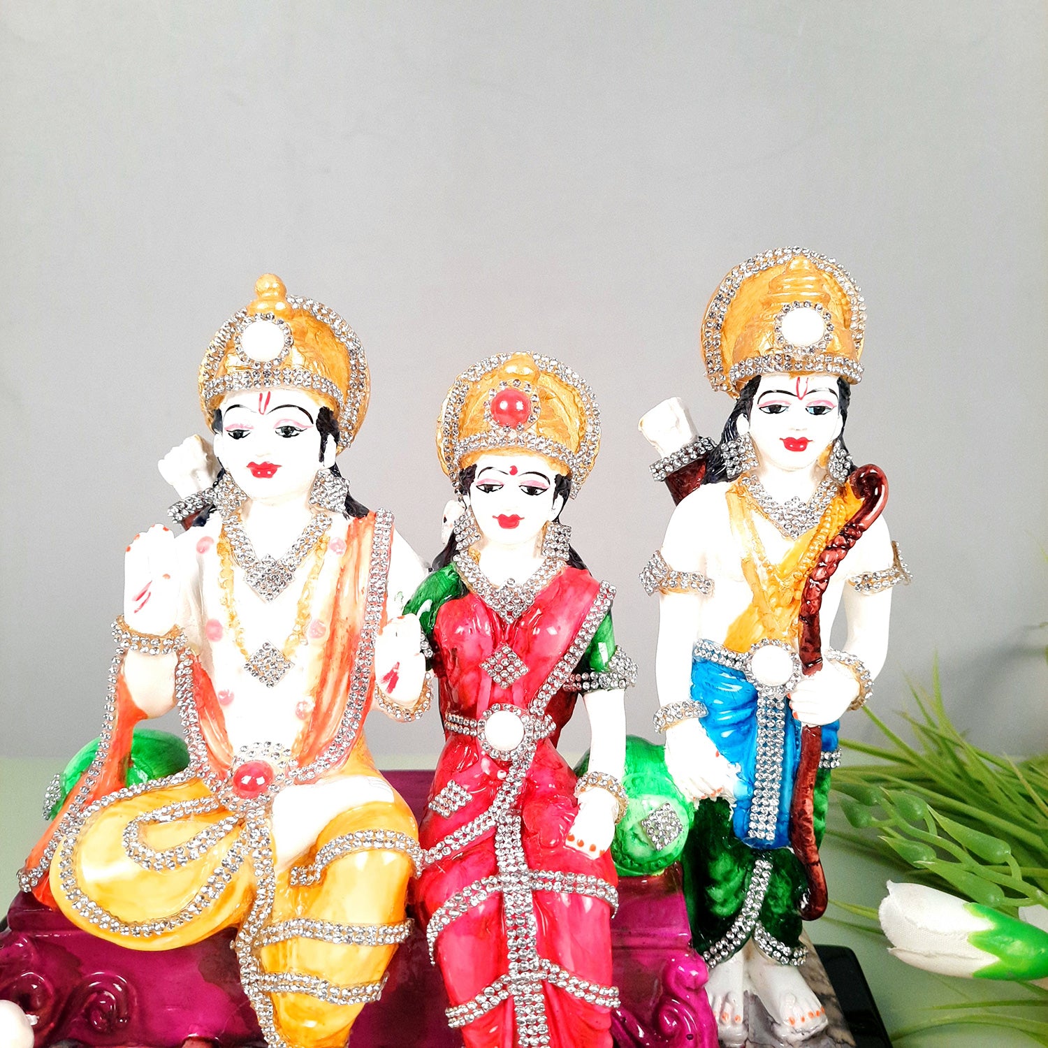 Ram Darbar Statue With Premium Finish | Ram, Laxman, Sita, Hanuman Idol - for Puja Room, Home, Temple, Decor & Gifts - 9 Inch - apkamart