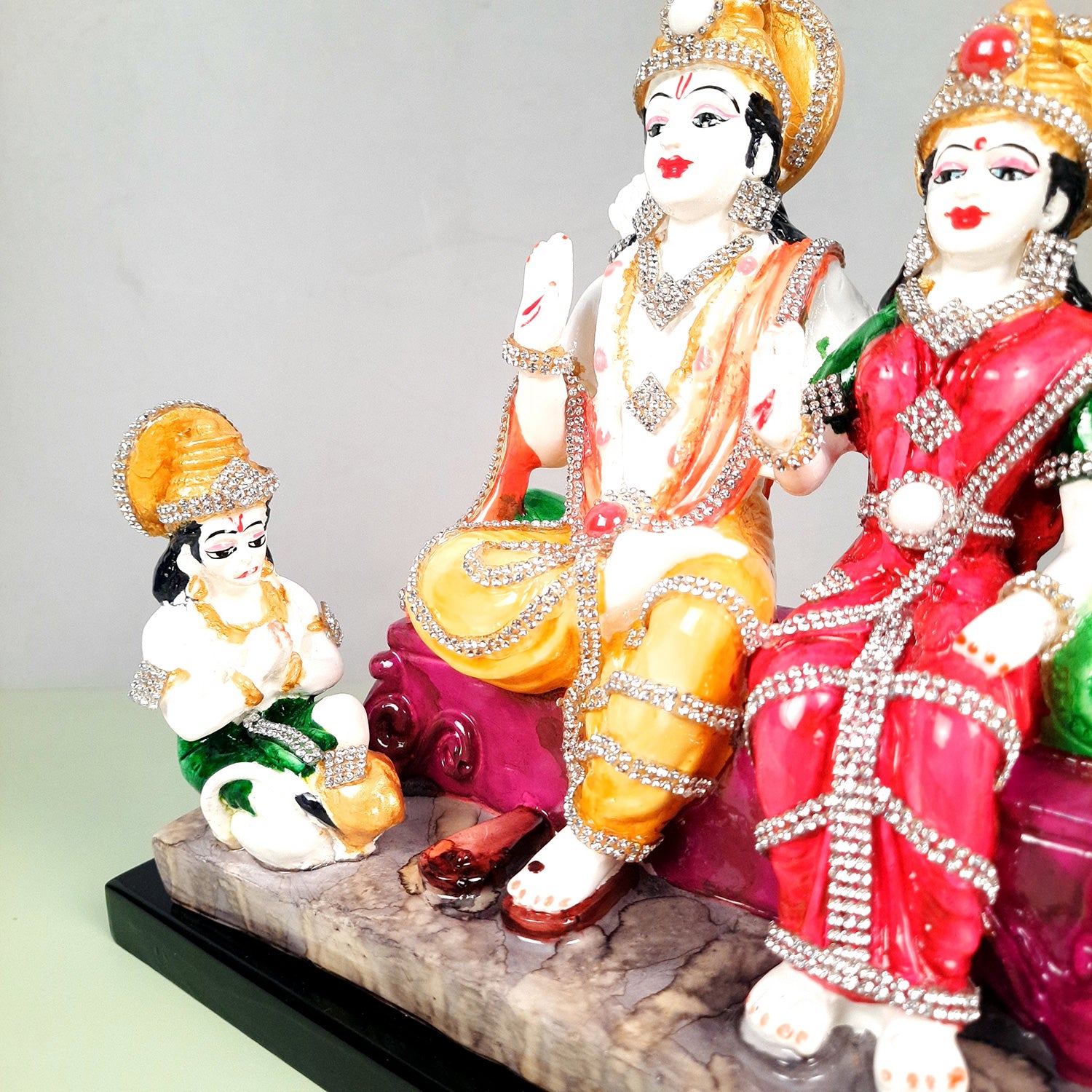 Ram Darbar Statue With Premium Finish | Ram, Laxman, Sita, Hanuman Idol - for Puja Room, Home, Temple, Decor & Gifts - 9 Inch - apkamart