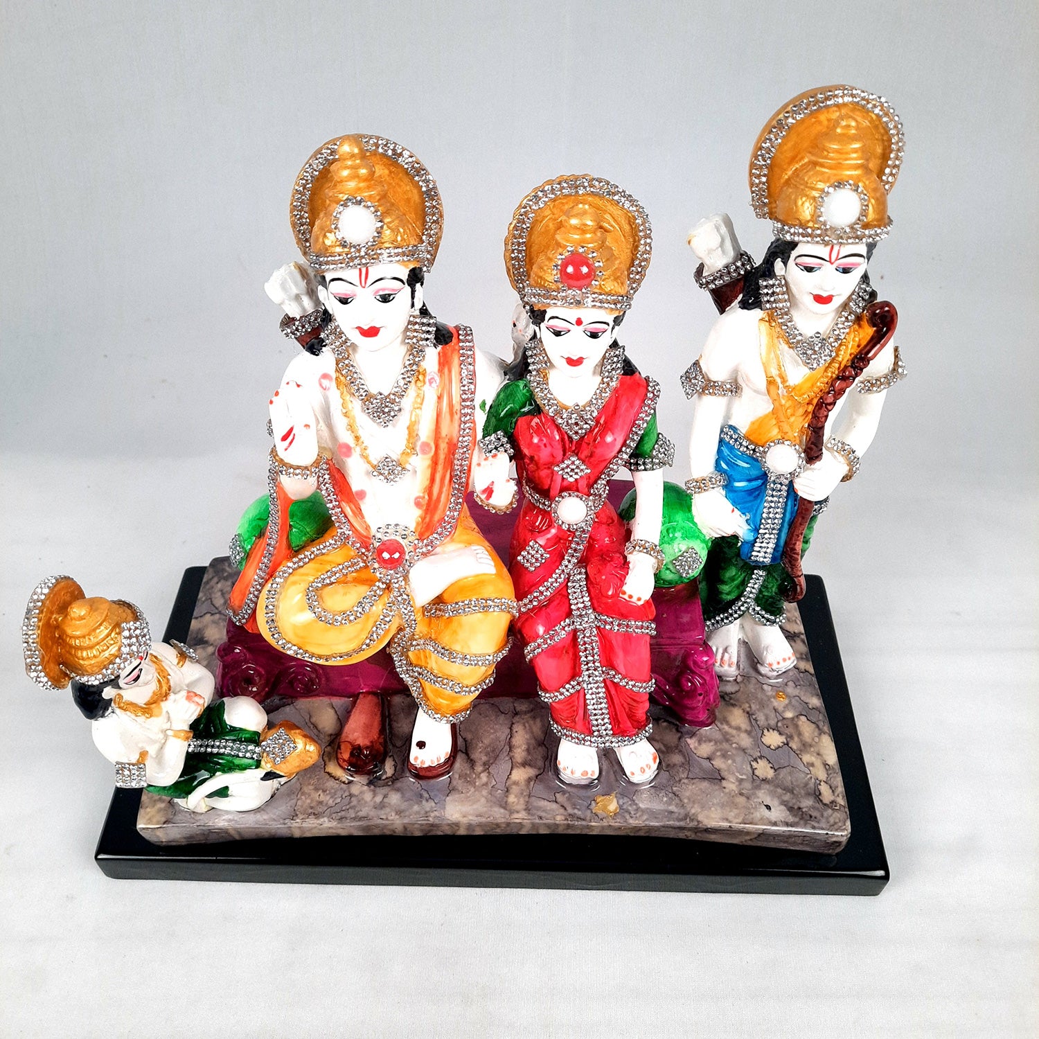 Ram Darbar Statue With Premium Finish | Ram, Laxman, Sita, Hanuman Idol - for Puja Room, Home, Temple, Decor & Gifts - 9 Inch - apkamart