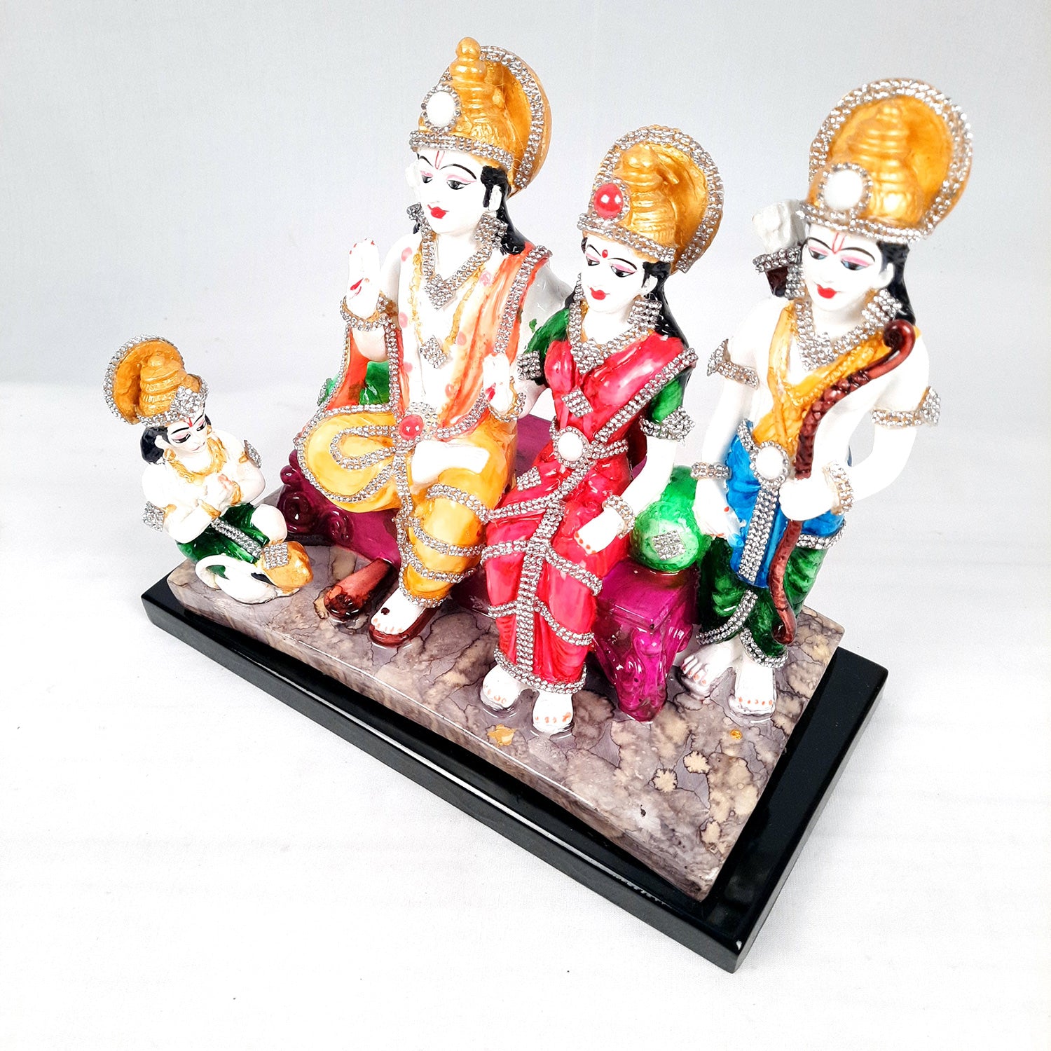 Ram Darbar Statue With Premium Finish | Ram, Laxman, Sita, Hanuman Idol - for Puja Room, Home, Temple, Decor & Gifts - 9 Inch - apkamart