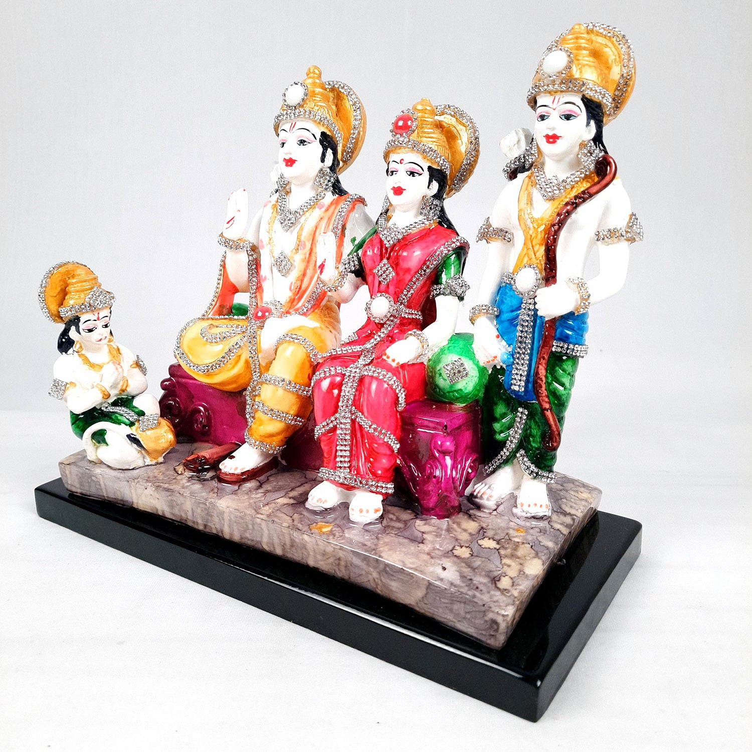 Ram Darbar Statue With Premium Finish | Ram, Laxman, Sita, Hanuman Idol - for Puja Room, Home, Temple, Decor & Gifts - 9 Inch - apkamart