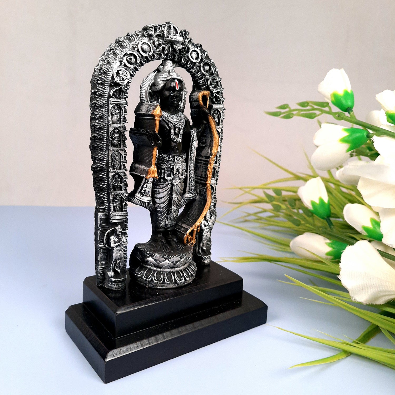 Ram Lalla Ayodhya Mandir Idol | Ram Lala Statue Miniature Sculpture - For Gift, Home Decor, Temple, Pooja, Car Dashboard - 8 Inch - apkamart