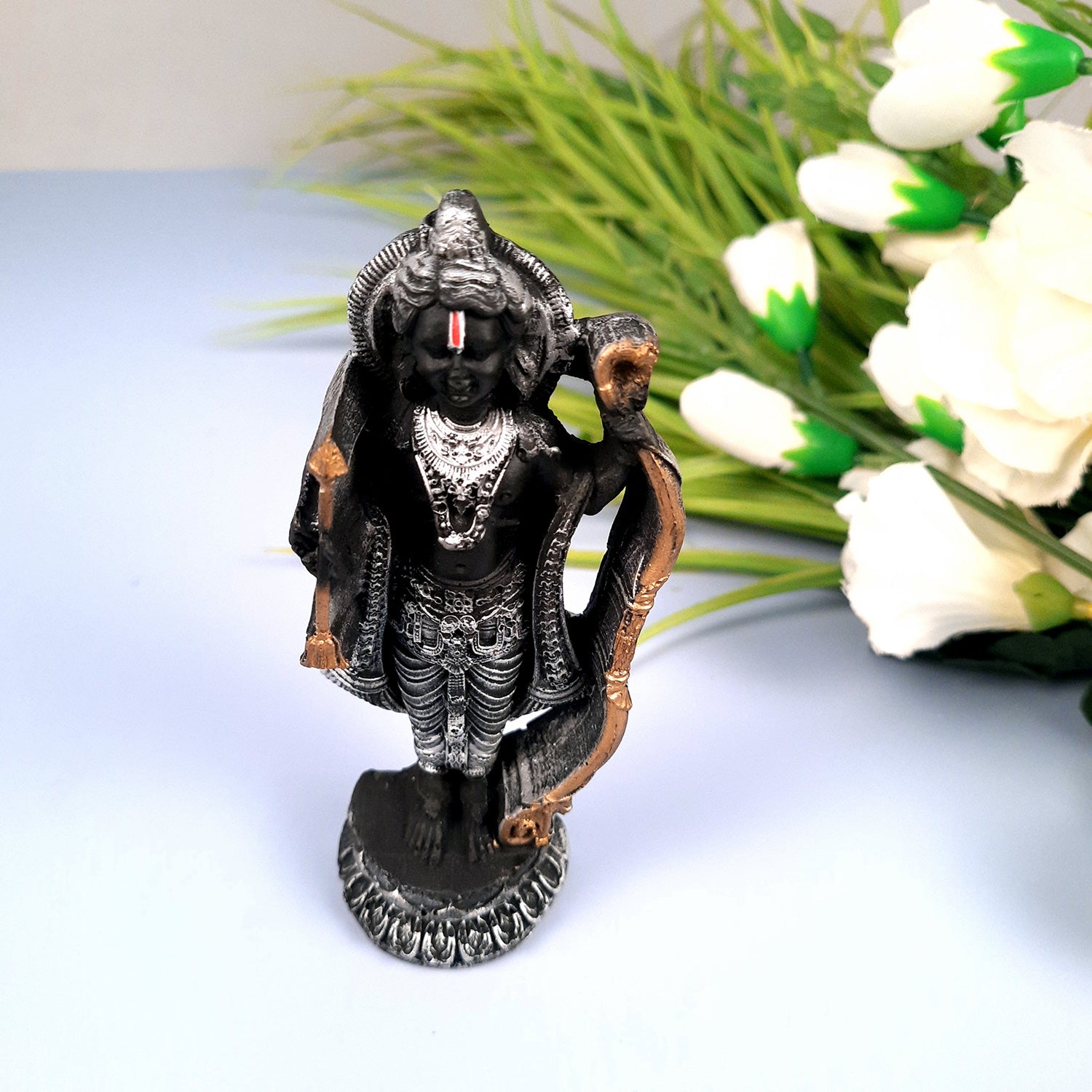 Ram Lalla Ayodhya Mandir Idol | Ram Lala Statue Miniature Sculpture - For Gift, Home Decor, Temple, Pooja, Car Dashboard - 5 Inch - apkamart