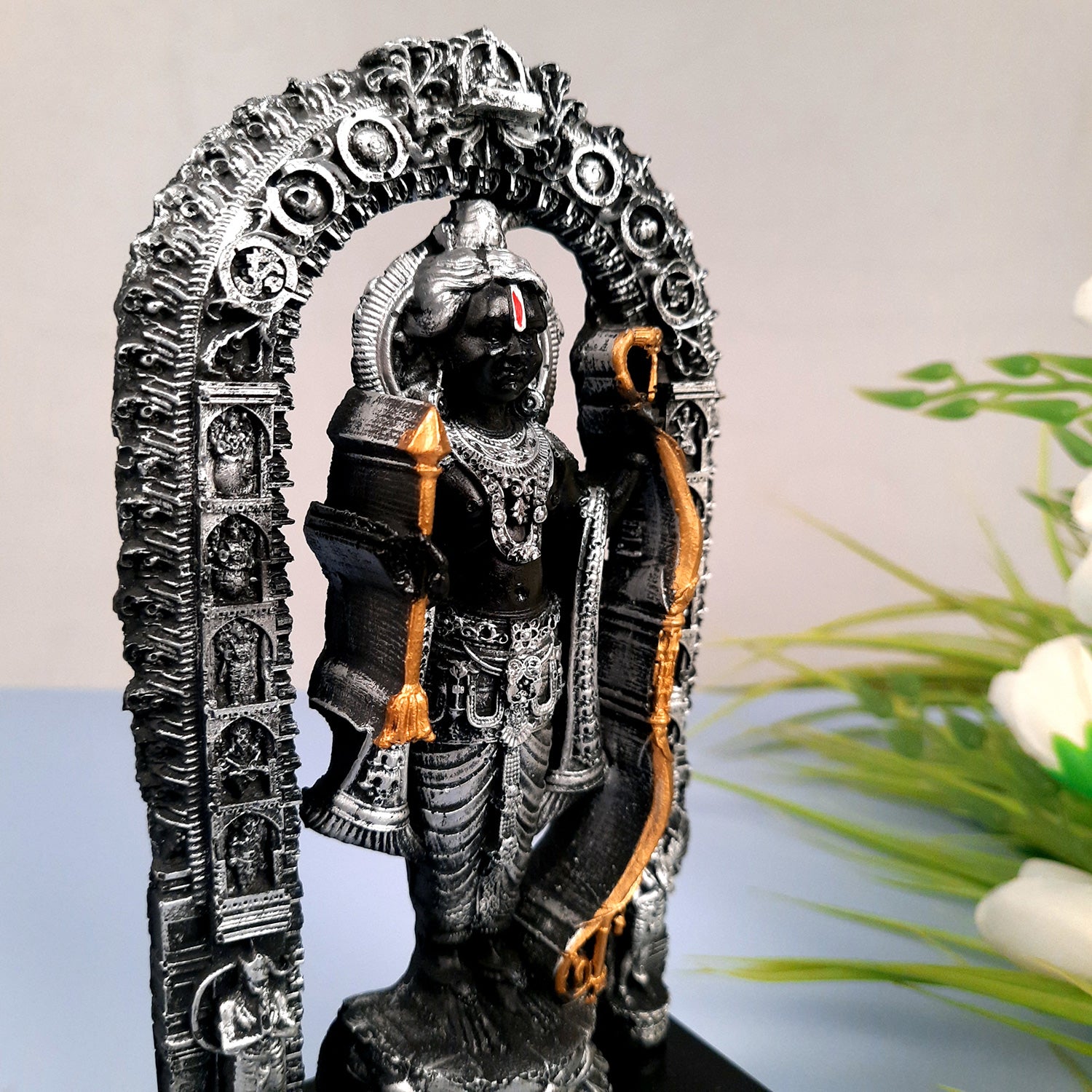 Ram Lalla Ayodhya Mandir Idol | Ram Lala Statue Miniature Sculpture - For Gift, Home Decor, Temple, Pooja, Car Dashboard - 8 Inch - apkamart