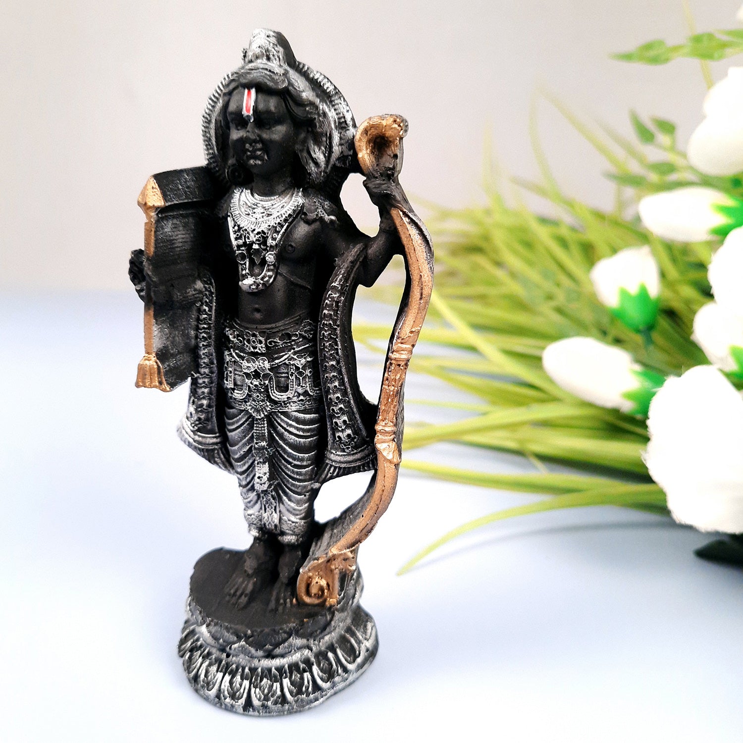 Ram Lalla Ayodhya Mandir Idol | Ram Lala Statue Miniature Sculpture - For Gift, Home Decor, Temple, Pooja, Car Dashboard - 5 Inch - apkamart