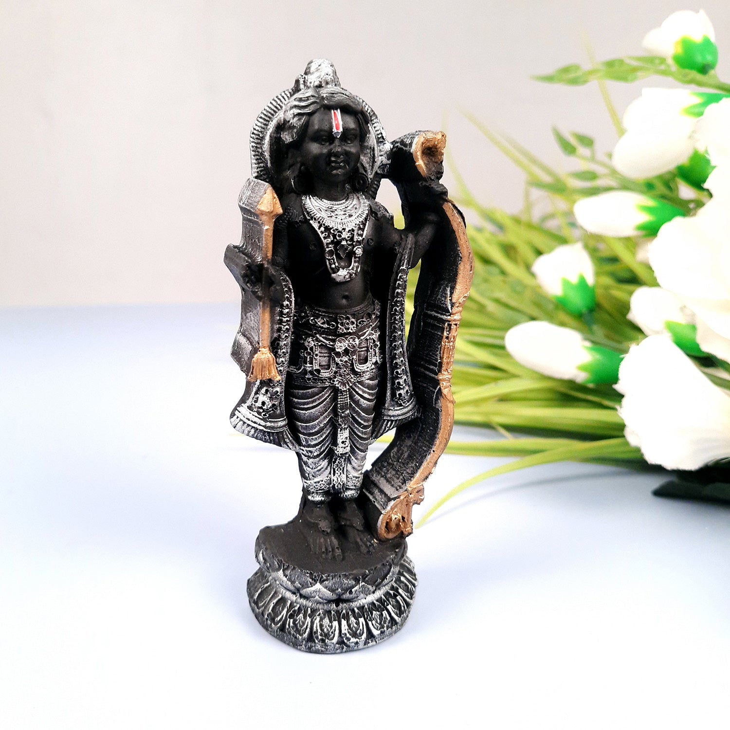 Ram Lalla Ayodhya Mandir Idol | Ram Lala Statue Miniature Sculpture - For Gift, Home Decor, Temple, Pooja, Car Dashboard - 5 Inch - apkamart