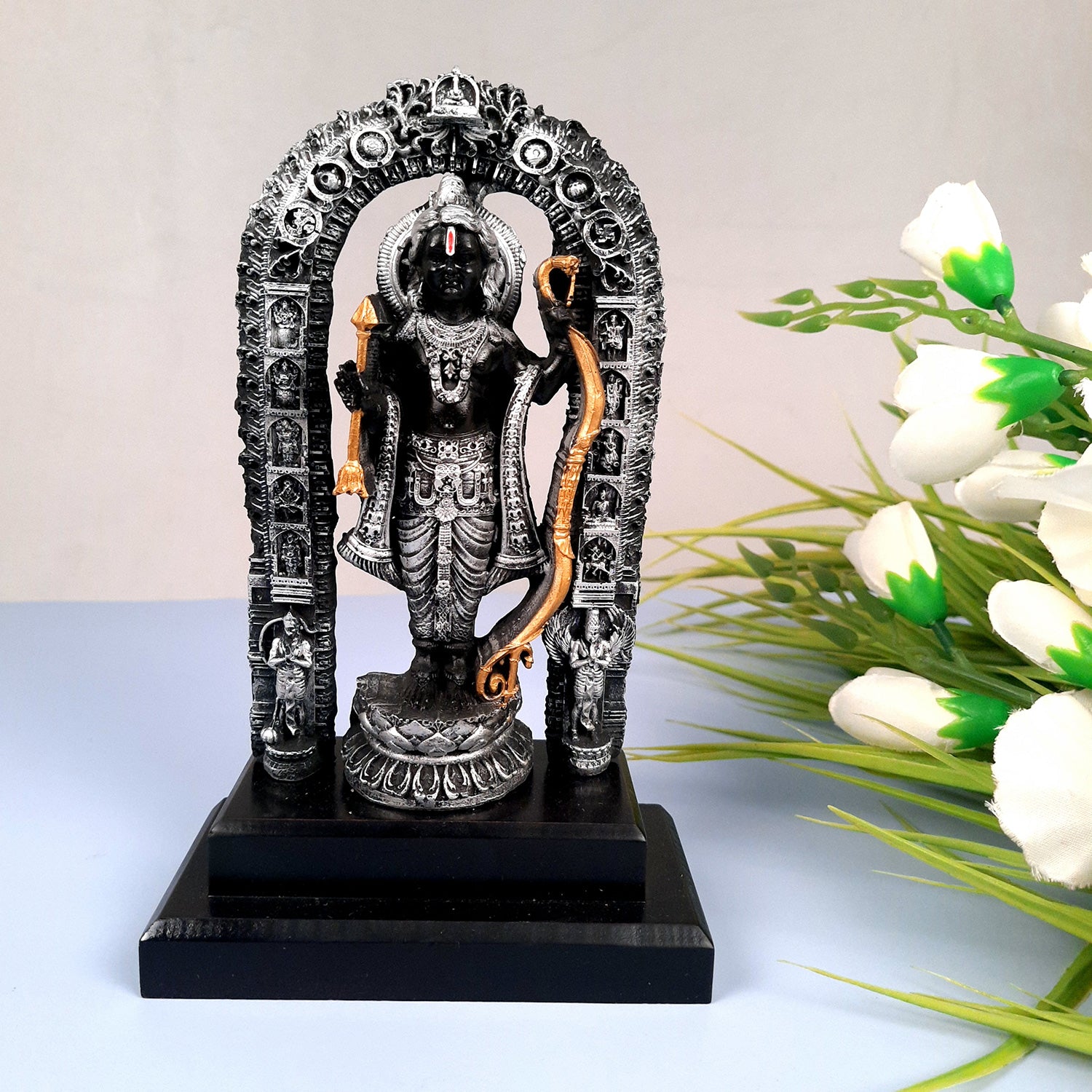 Ram Lalla Ayodhya Mandir Idol | Ram Lala Statue Miniature Sculpture - For Gift, Home Decor, Temple, Pooja, Car Dashboard - 8 Inch - apkamart