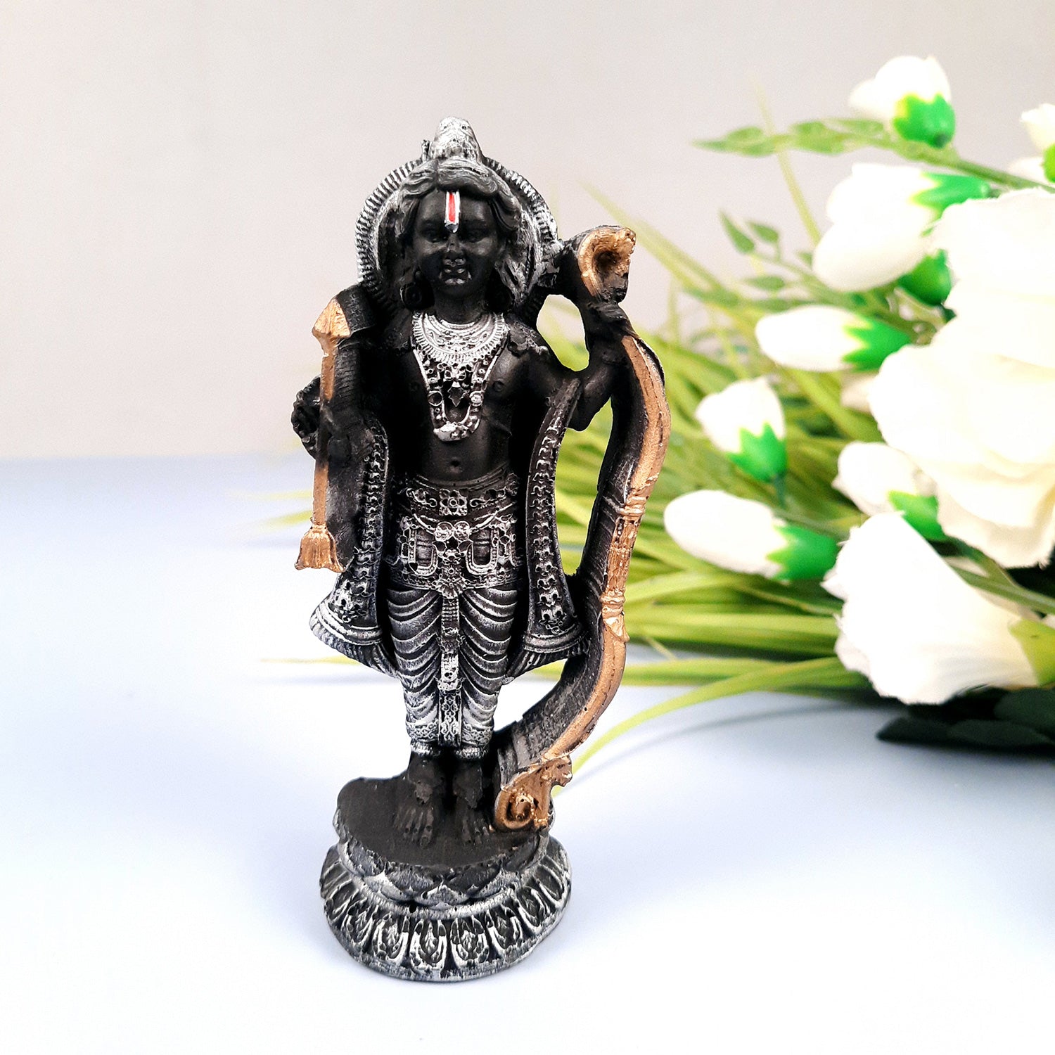 Ram Lalla Ayodhya Mandir Idol | Ram Lala Statue Miniature Sculpture - For Gift, Home Decor, Temple, Pooja, Car Dashboard - 5 Inch - apkamart