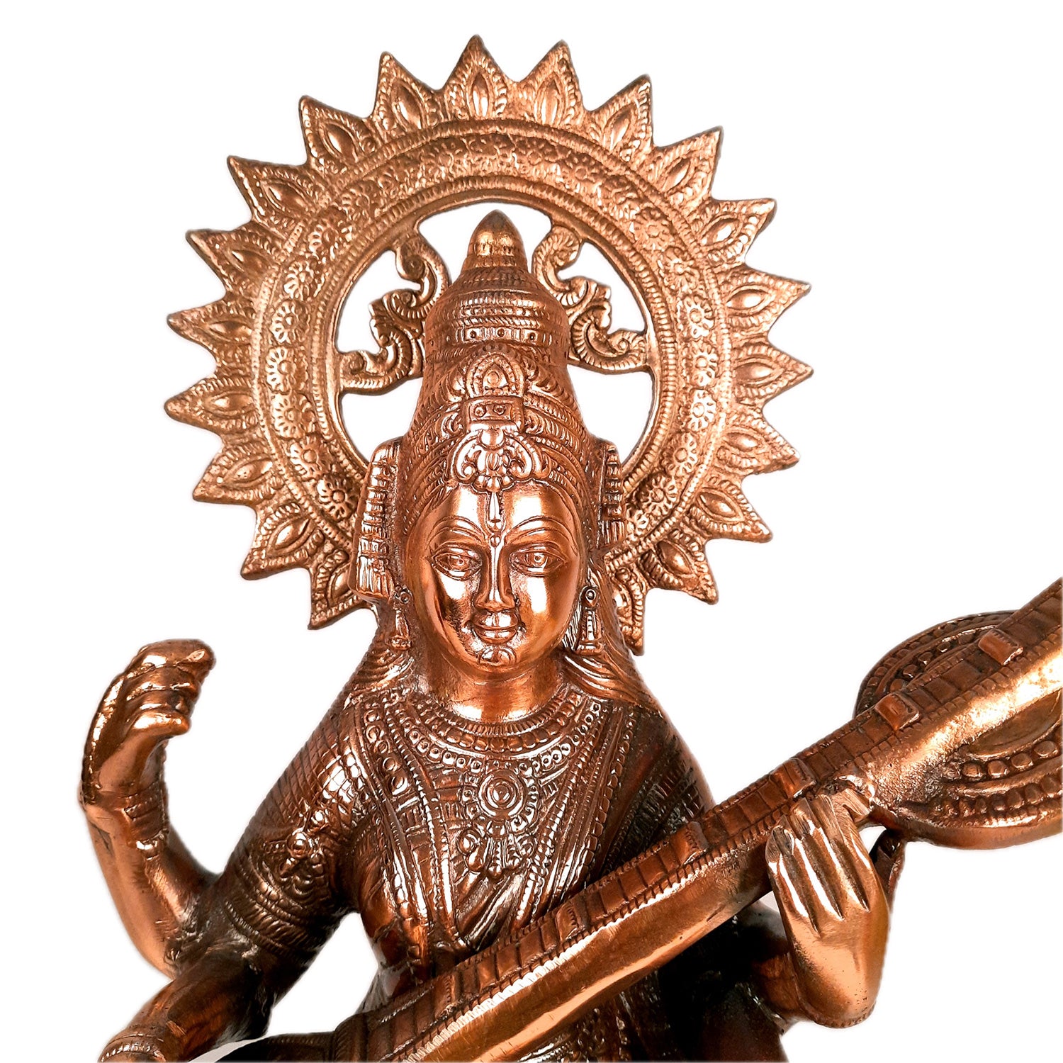 Saraswati Statue Murti | Maa Sarasvati Decor Statue | Religious & Spiritual Wall Art - for Puja, Home, Entrance & Living Room - 25 inch - Apkamart
