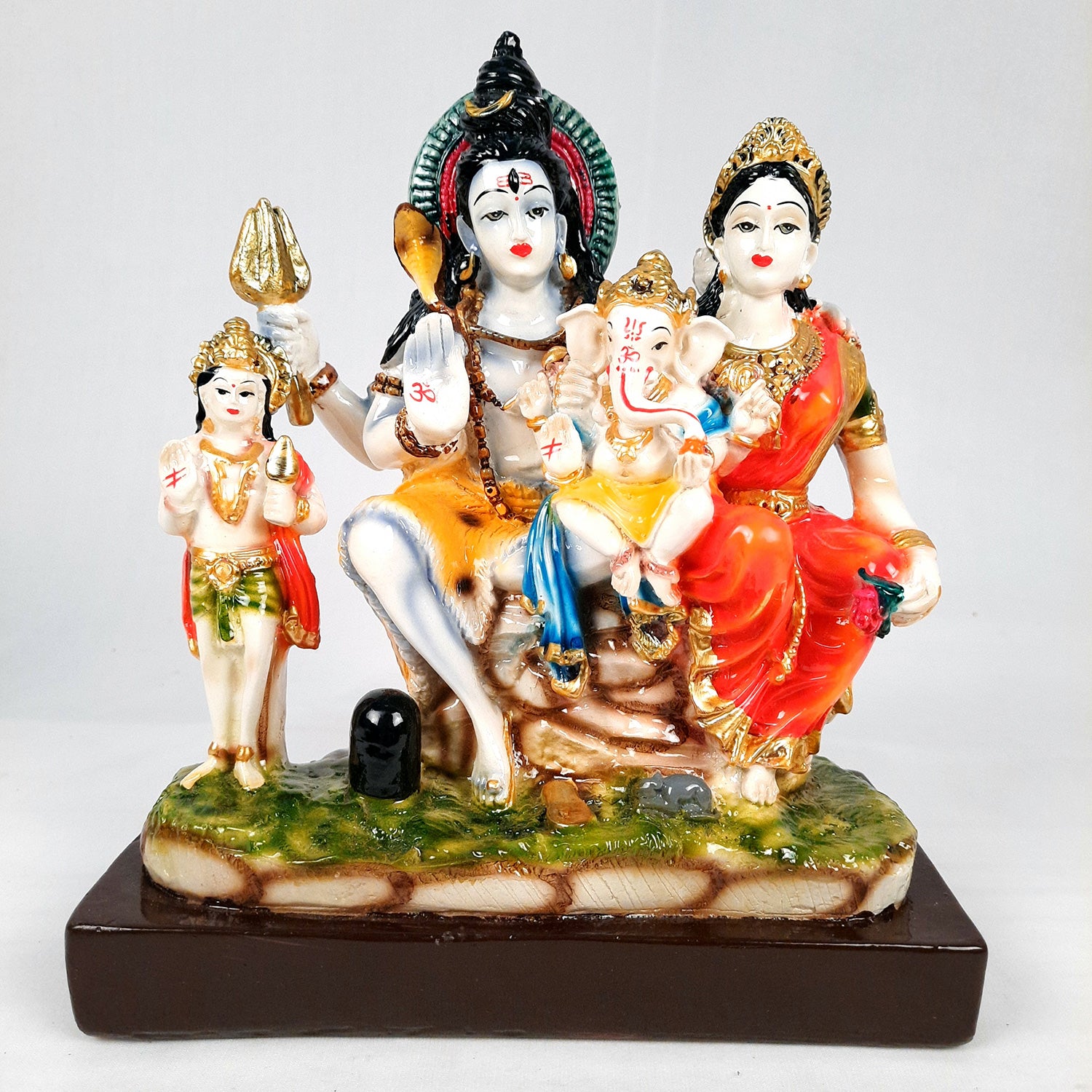 Shiv Parvati Ganesh & Kartikeya Statue | Shiv Parivar Idol Murti - for Home, Puja Room, Table Decor, Living Room, Office & Gift - 10 Inch -apkamart