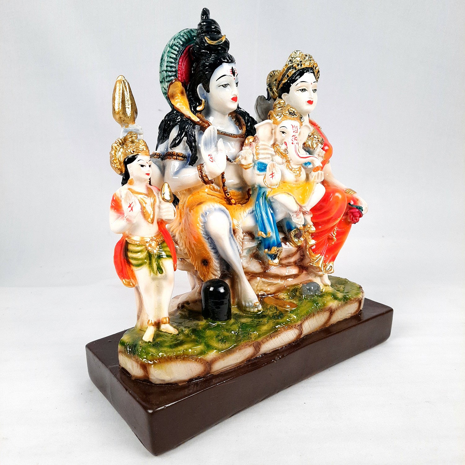 Shiv Parvati Ganesh & Kartikeya Statue | Shiv Parivar Idol Murti - for Home, Puja Room, Table Decor, Living Room, Office & Gift - 10 Inch -apkamart