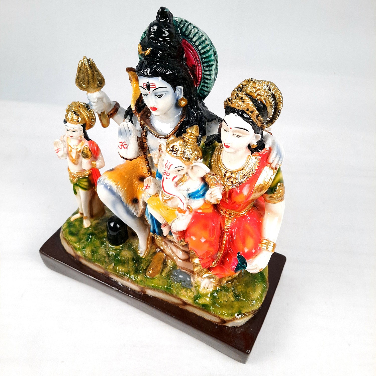 Shiv Parvati Ganesh & Kartikeya Statue | Shiv Parivar Idol Murti - for Home, Puja Room, Table Decor, Living Room, Office & Gift - 10 Inch -apkamart