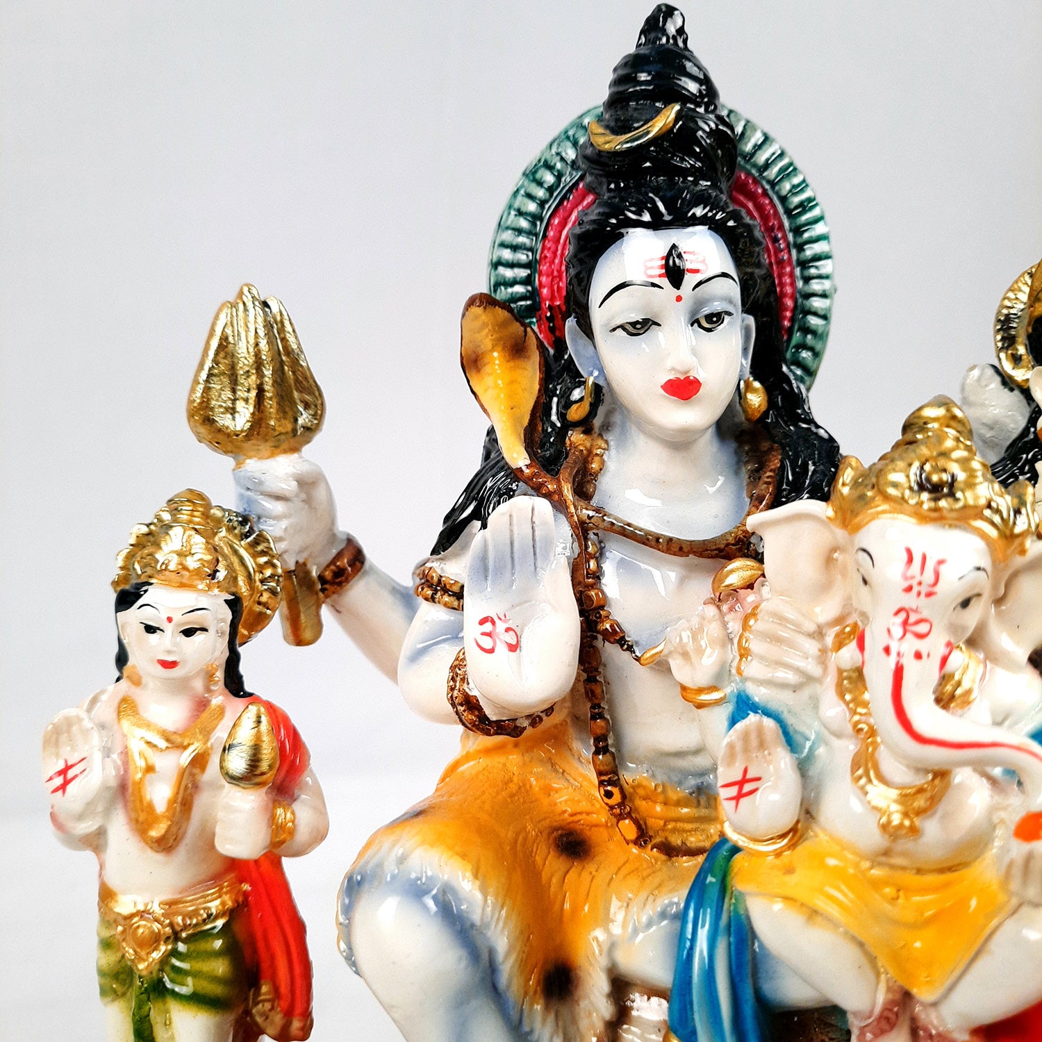 Shiv Parvati Ganesh & Kartikeya Statue | Shiv Parivar Idol Murti - for Home, Puja Room, Table Decor, Living Room, Office & Gift - 10 Inch -apkamart