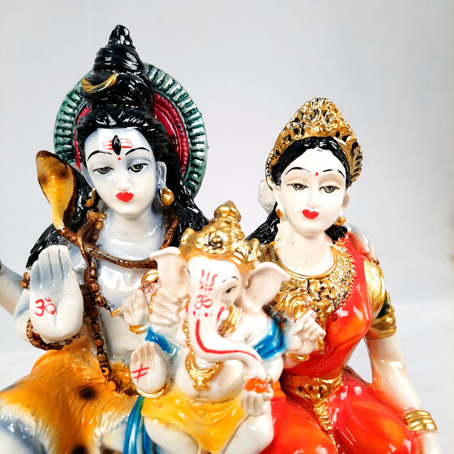 Shiv Parvati Ganesh & Kartikeya Statue | Shiv Parivar Idol Murti - for Home, Puja Room, Table Decor, Living Room, Office & Gift - 10 Inch -apkamart