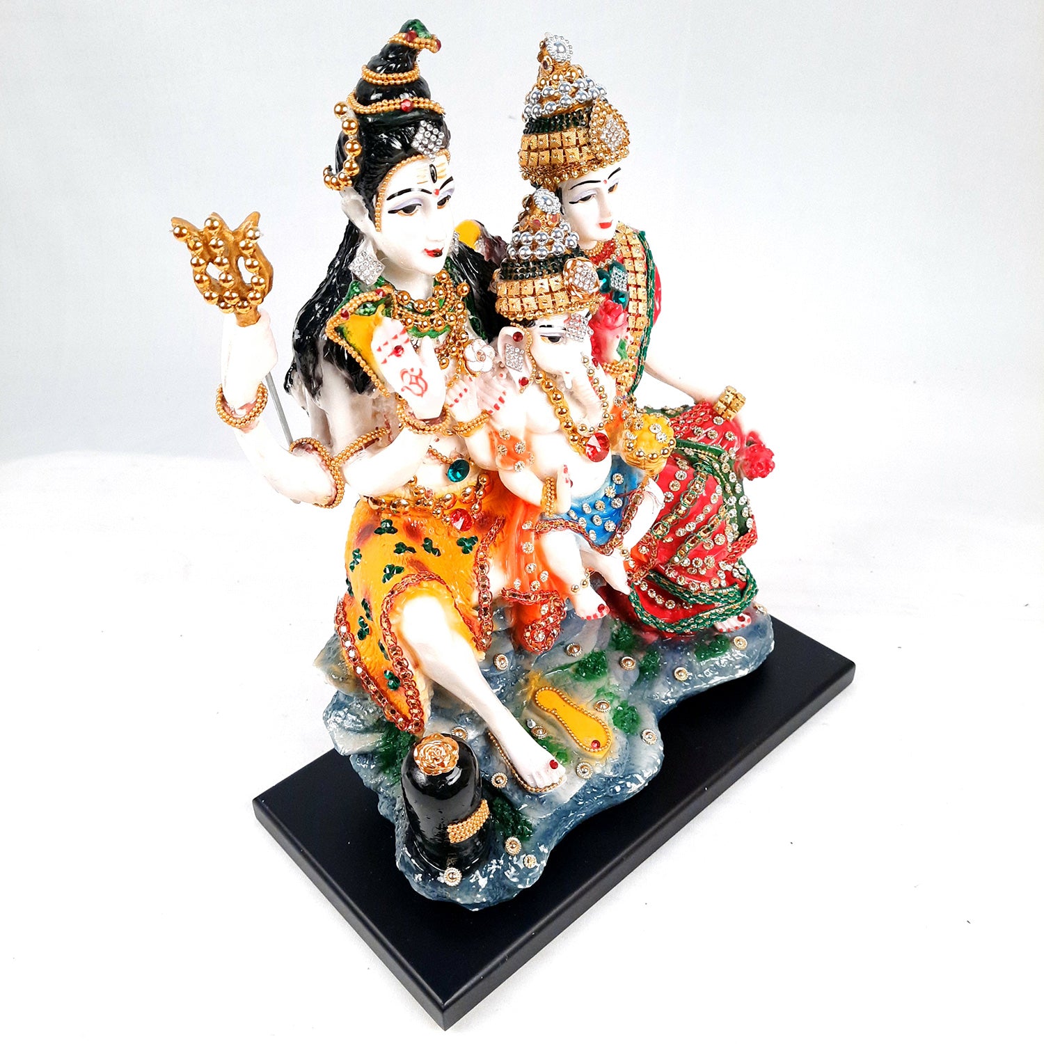 Shiv Parivar Idol Statue | Shiv Parvati Ganesh Murti - for Home, Puja Room, Table Decor, Living Room, Office Desk & Gift - 12 Inch - apkamart