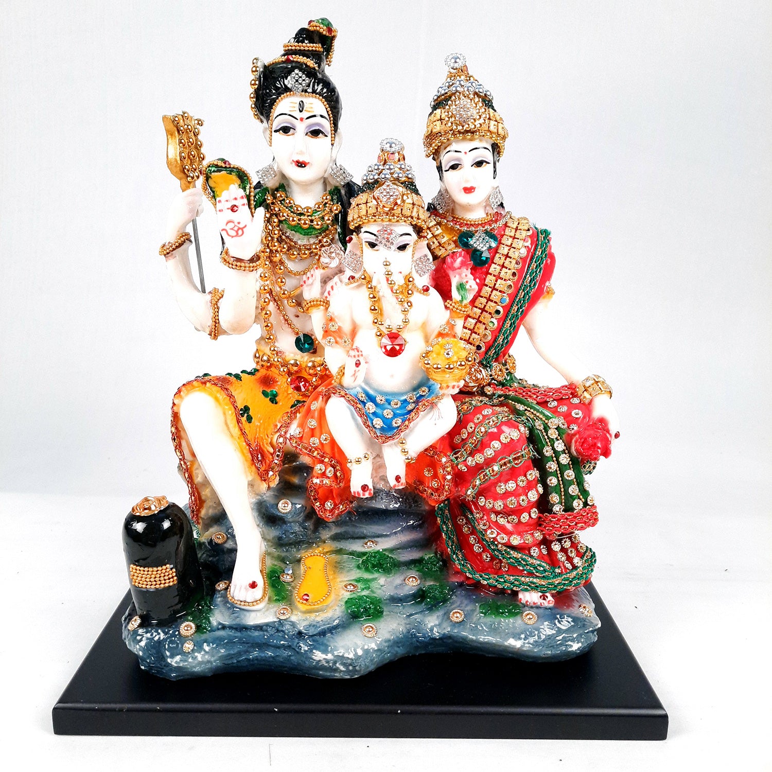 Shiv Parivar Idol Statue | Shiv Parvati Ganesh Murti - for Home, Puja Room, Table Decor, Living Room, Office Desk & Gift - 12 Inch - apkamart