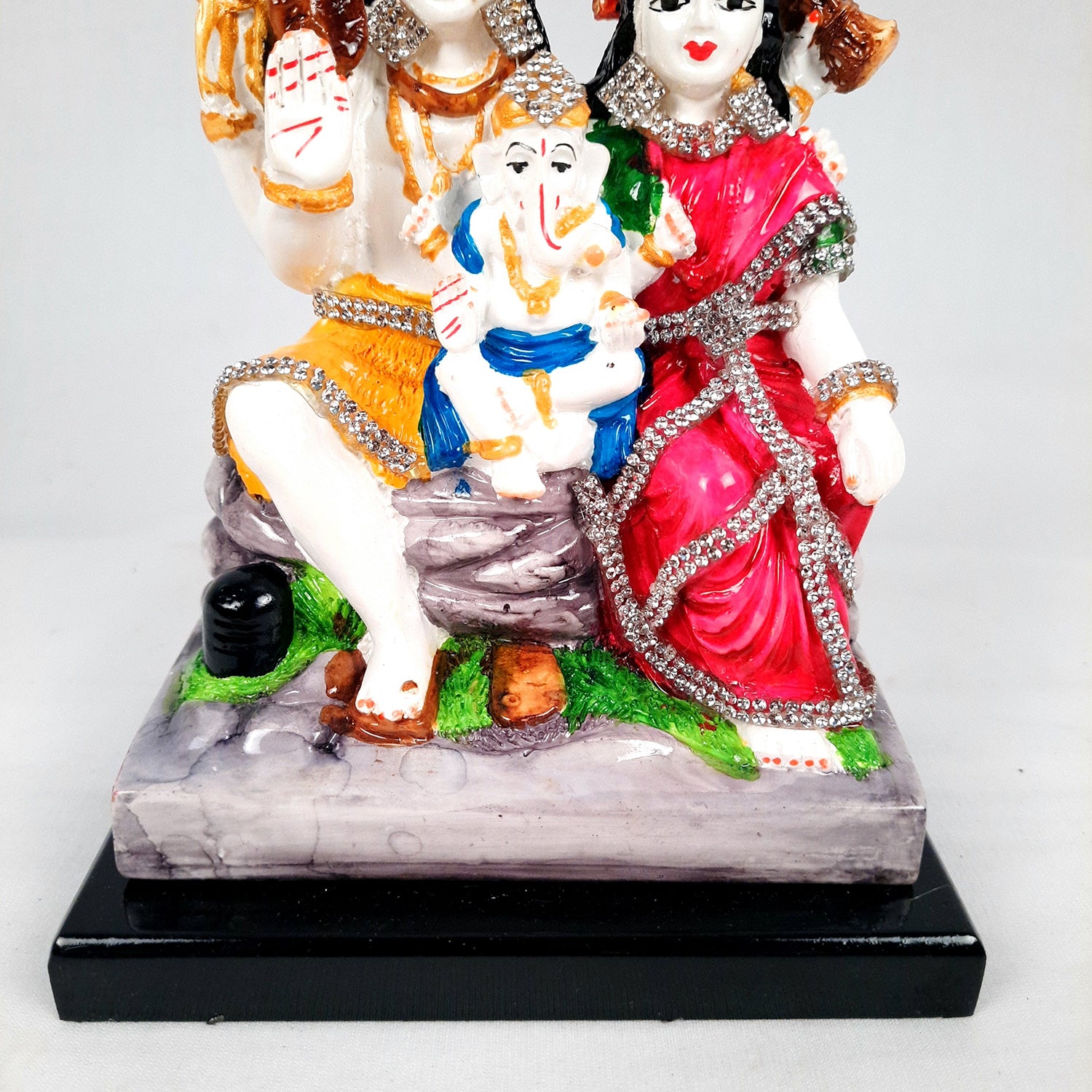 Shiv Parvati Ganesh Statue | Shiv Parivar Idol Showpiece - for Home, Puja Room, Table Decor, Living Room, Office Desk & Gift - apkamart