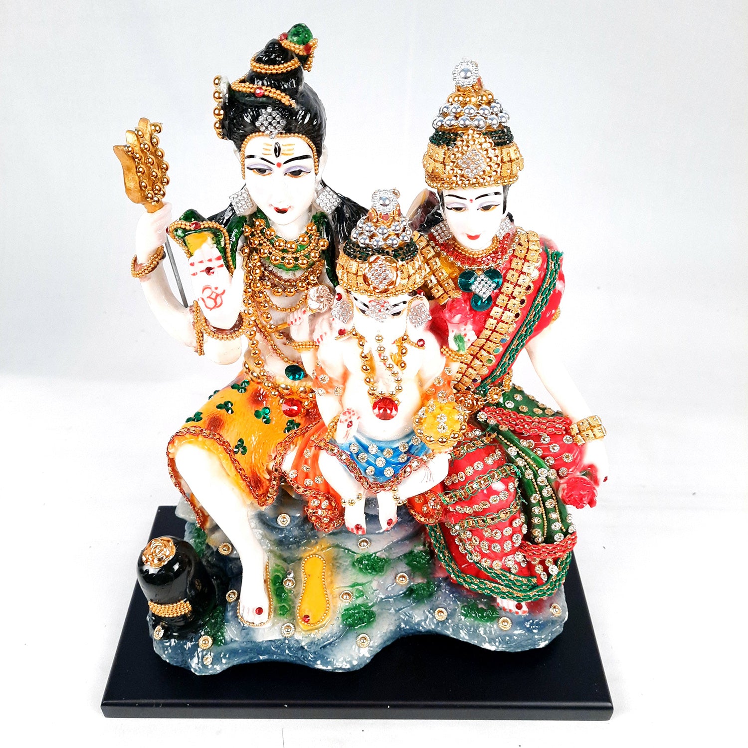 Shiv Parivar Idol Statue | Shiv Parvati Ganesh Murti - for Home, Puja Room, Table Decor, Living Room, Office Desk & Gift - 12 Inch - apkamart