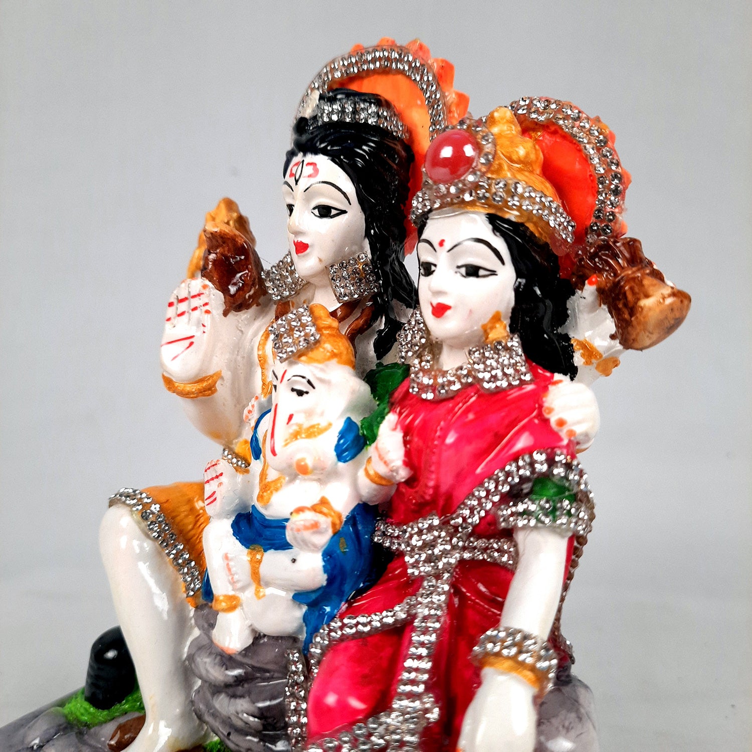 Shiv Parvati Ganesh Statue | Shiv Parivar Idol Showpiece - for Home, Puja Room, Table Decor, Living Room, Office Desk & Gift - apkamart