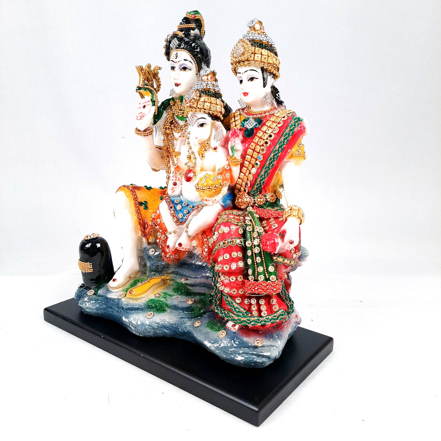 Shiv Parivar Idol Statue | Shiv Parvati Ganesh Murti - for Home, Puja Room, Table Decor, Living Room, Office Desk & Gift - 12 Inch - apkamart