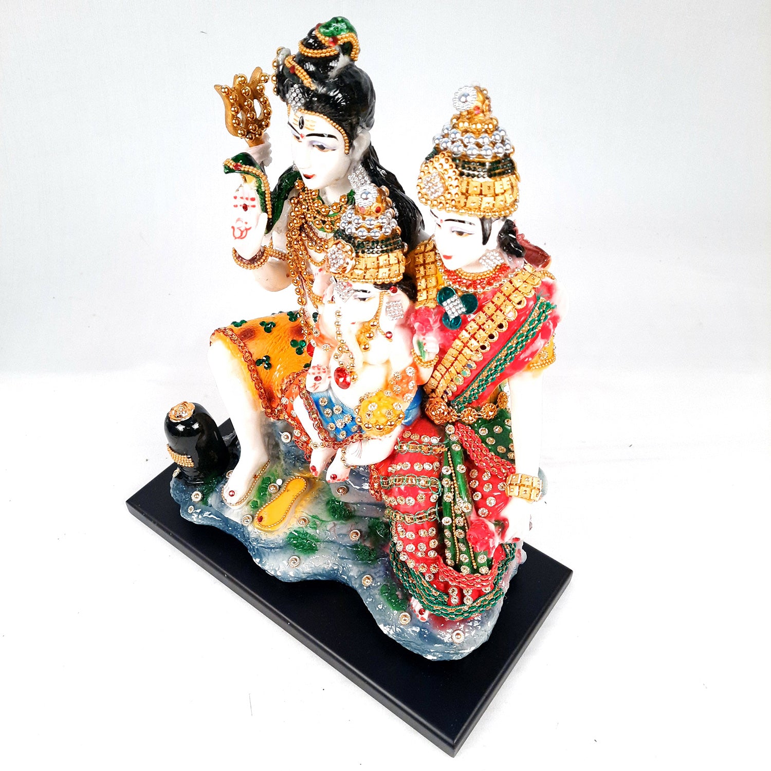 Shiv Parivar Idol Statue | Shiv Parvati Ganesh Murti - for Home, Puja Room, Table Decor, Living Room, Office Desk & Gift - 12 Inch - apkamart