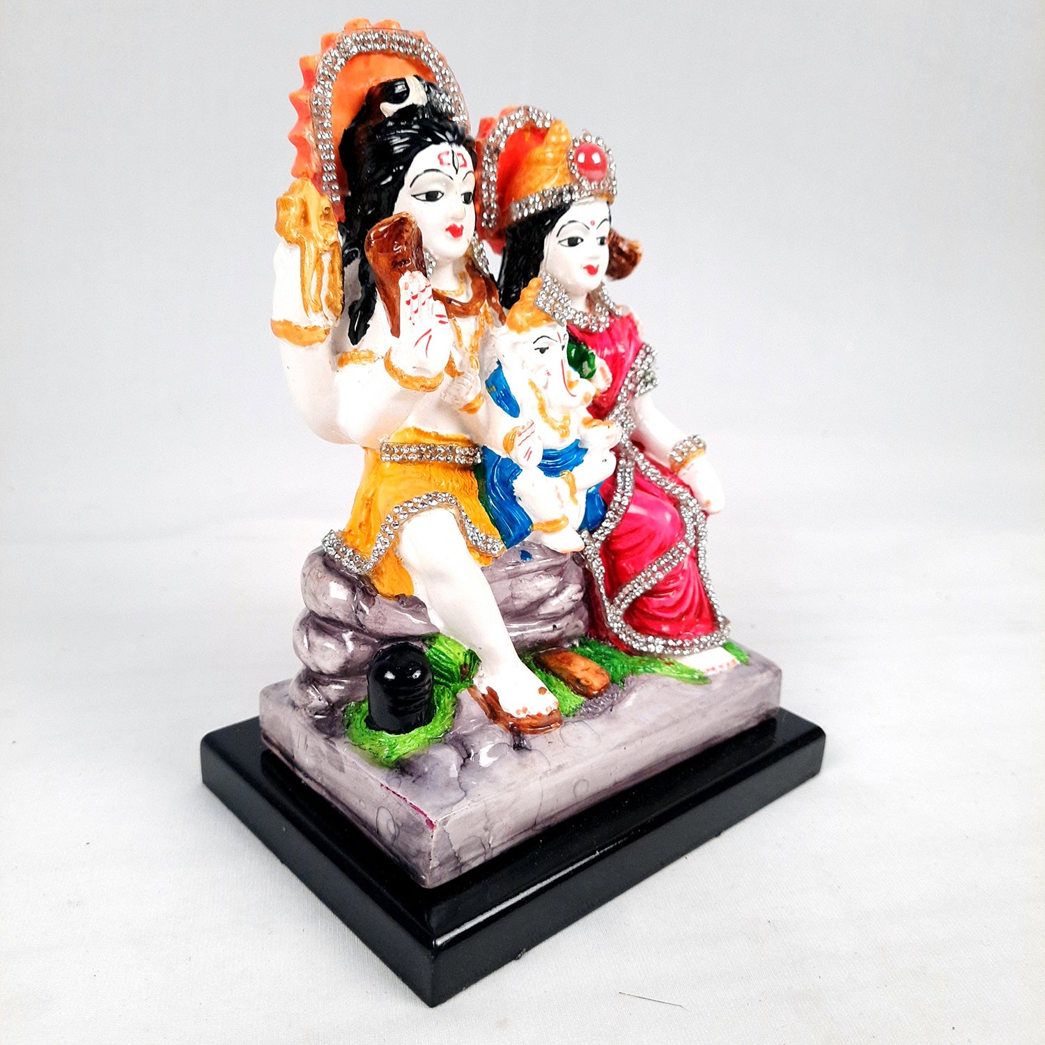 Shiv Parvati Ganesh Statue | Shiv Parivar Idol Showpiece - for Home, Puja Room, Table Decor, Living Room, Office Desk & Gift - apkamart