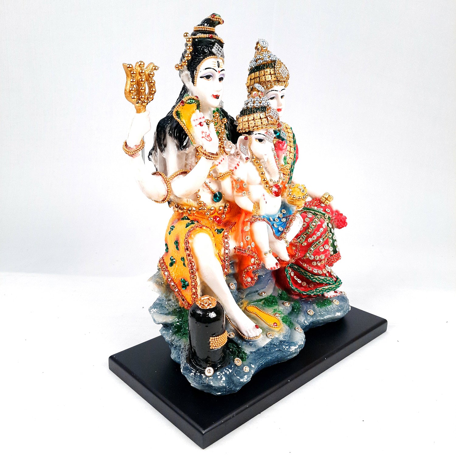 Shiv Parivar Idol Statue | Shiv Parvati Ganesh Murti - for Home, Puja Room, Table Decor, Living Room, Office Desk & Gift - 12 Inch - apkamart