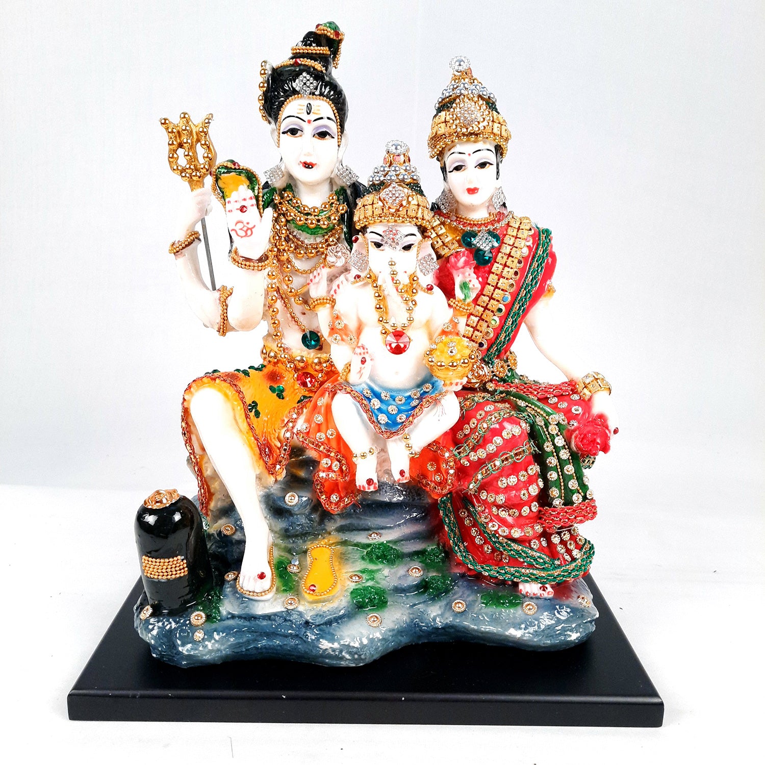 Shiv Parivar Idol Statue | Shiv Parvati Ganesh Murti - for Home, Puja Room, Table Decor, Living Room, Office Desk & Gift - 12 Inch - apkamart