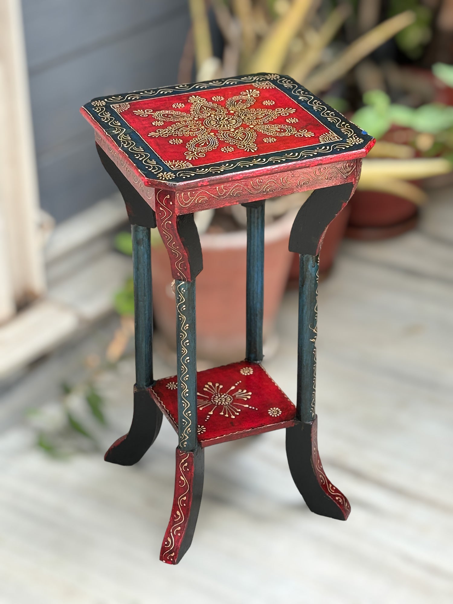 End Tables | Wooden Coffee Table |Side Table for Keeping Lamp, Vases & Plants | Wood Stool for Bedside, Home Decor, Corners, Sofa Side, Office & Gifts - 24 Inch - Apkamart #Color_Black