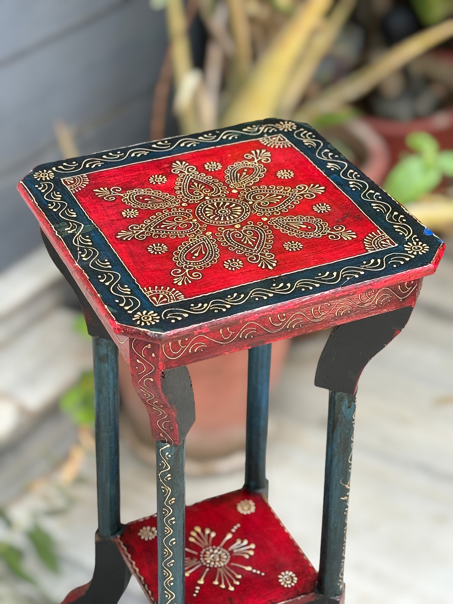 End Tables | Wooden Coffee Table |Side Table for Keeping Lamp, Vases & Plants | Wood Stool for Bedside, Home Decor, Corners, Sofa Side, Office & Gifts - 24 Inch - Apkamart #Color_Black