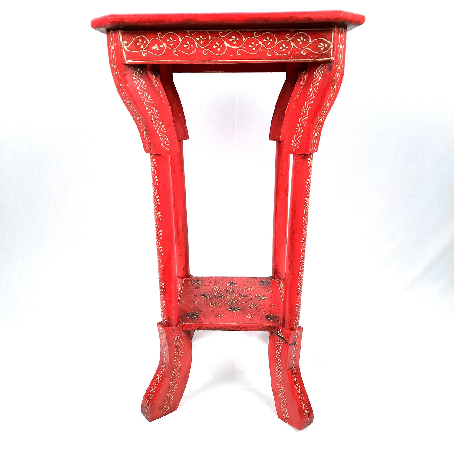 End Tables | Wooden Coffee Table |Side Table for Keeping Lamp, Vases & Plants | Wood Stool for Bedside, Home Decor, Corners, Sofa Side, Office & Gifts - 24 Inch - Apkamart #Color_Red