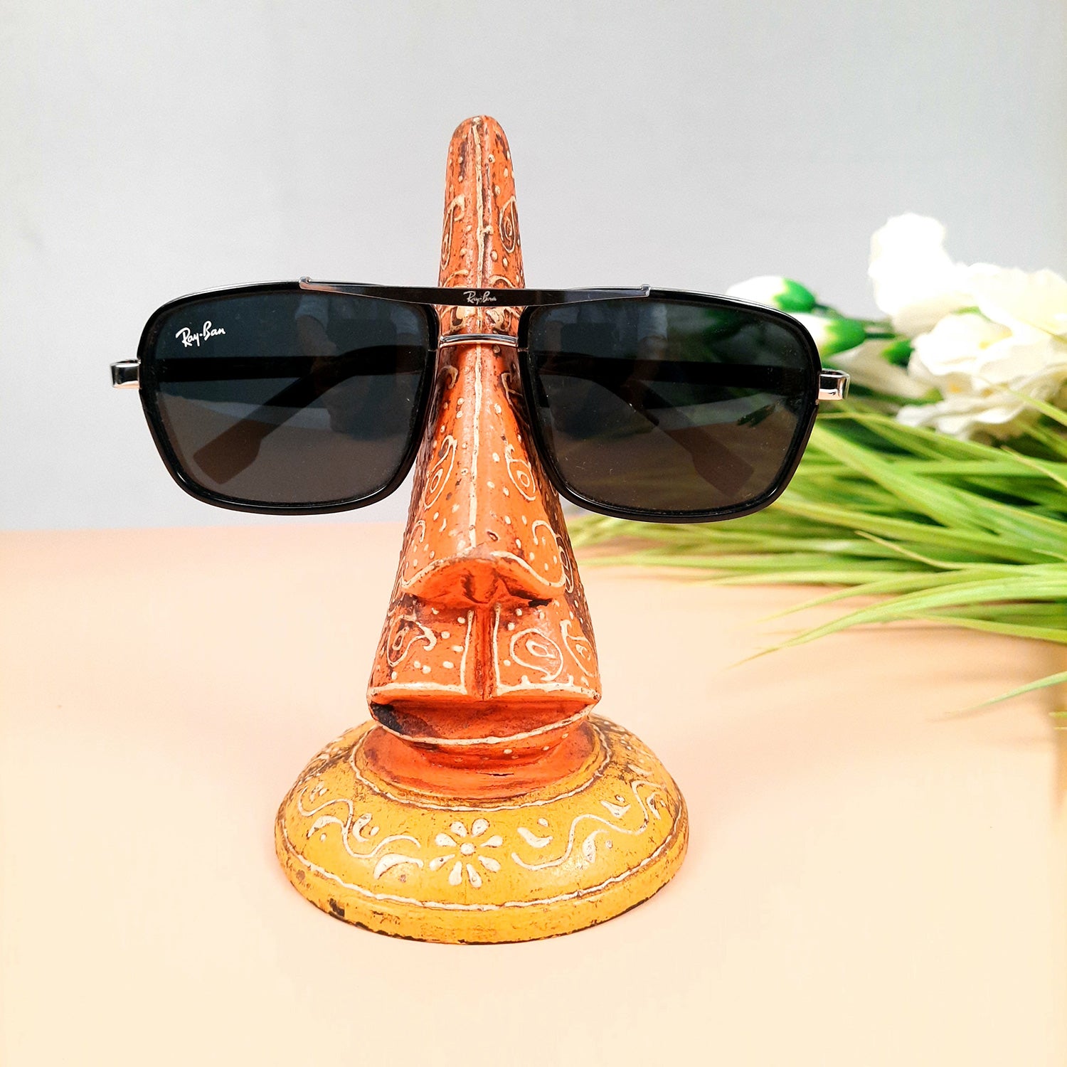 Wooden Spectacle Holders | Specs Eyeglass Holder Stand Nose Shaped - For Home, Desktop, Table, Office Decor, Organization & Gifts - apkamart #Style_Design 1