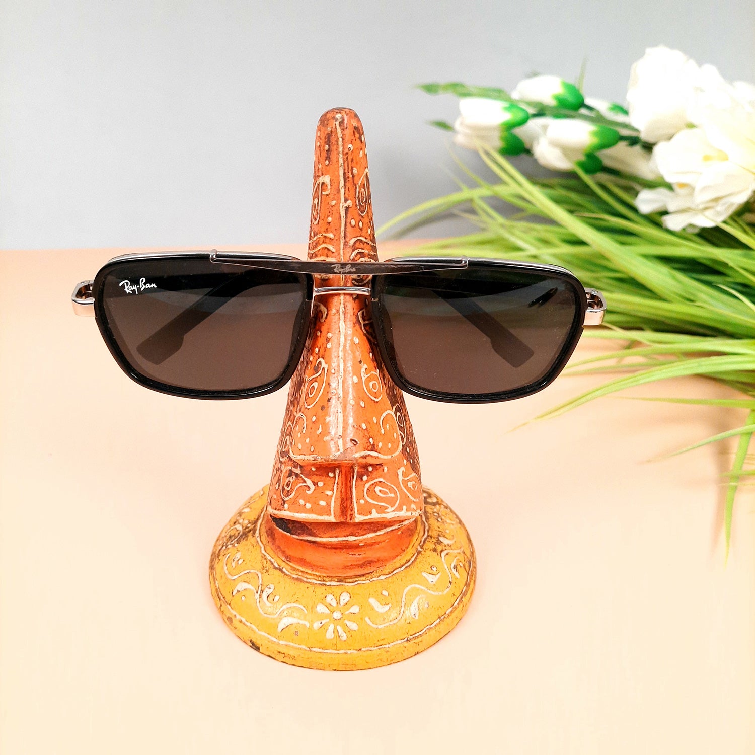 Wooden Spectacle Holders | Specs Eyeglass Holder Stand Nose Shaped - For Home, Desktop, Table, Office Decor, Organization & Gifts - apkamart #Style_Design 1