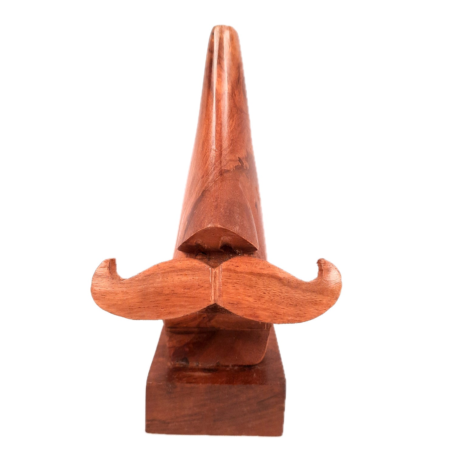 Wooden Spectacle Holders | Specs Eyeglass Holder Stand Nose Shaped with Moustache - For Home, Desk Organizer, Table, Office Decor, & Gifts - 6 Inch - apkamart #Style_Design 3