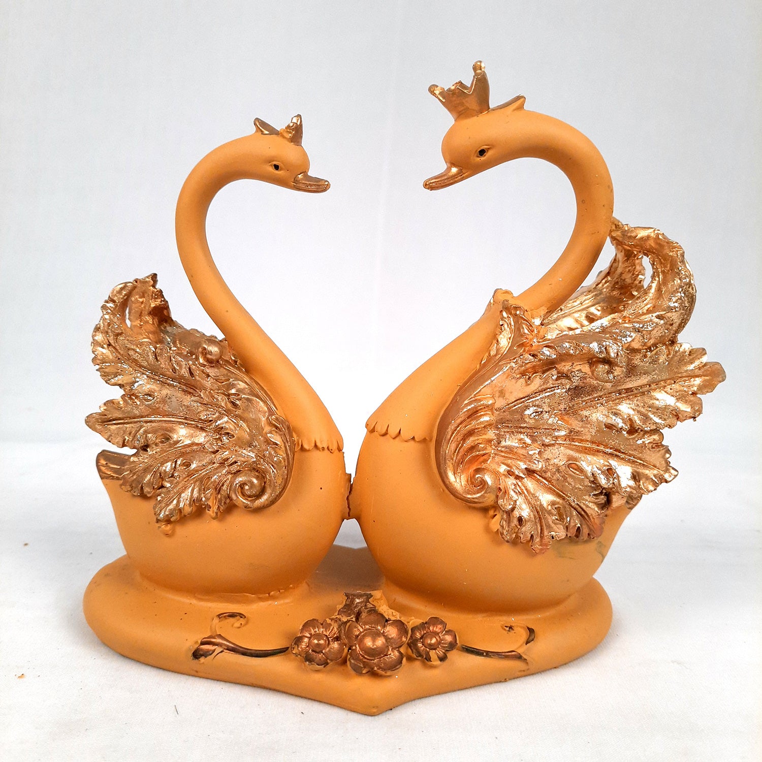 Swan Pair Showpiece | Swan Couple Statue | Kissing Duck Set - For Home, Table, Office, Desk Decor, Gift for him her - 7 inch - apkamart #Style_Design 1