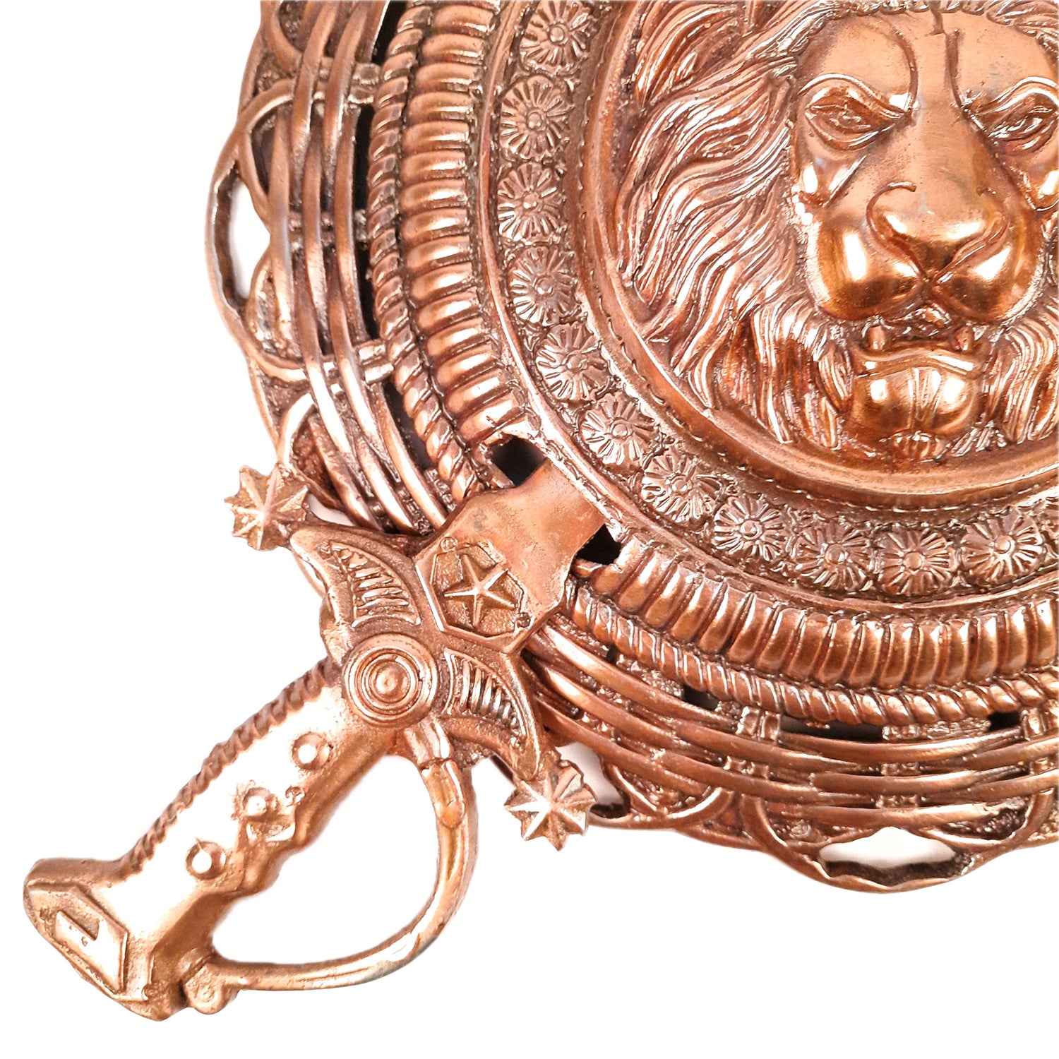 Dhal Talwar Wall Hanging -Lion Design | Sword & Shield Wall Mount Hangings - For Home, Living Room, Wall Decor & Gifts - 18 Inch