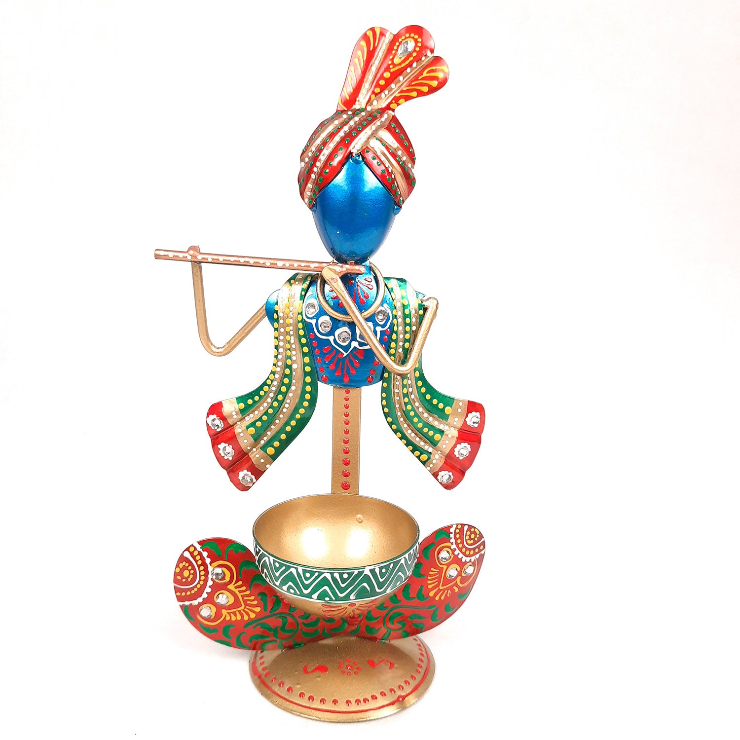 TeaLight Holder - Krishna Design | Candle T Light Holders Stand | Tea Light Candle Stands - For Home, Table, Living Room, Dining room, Bedroom Decor | For Diwali Decoration & Gifts - 10 Inch - Apkamart #Color_Blue