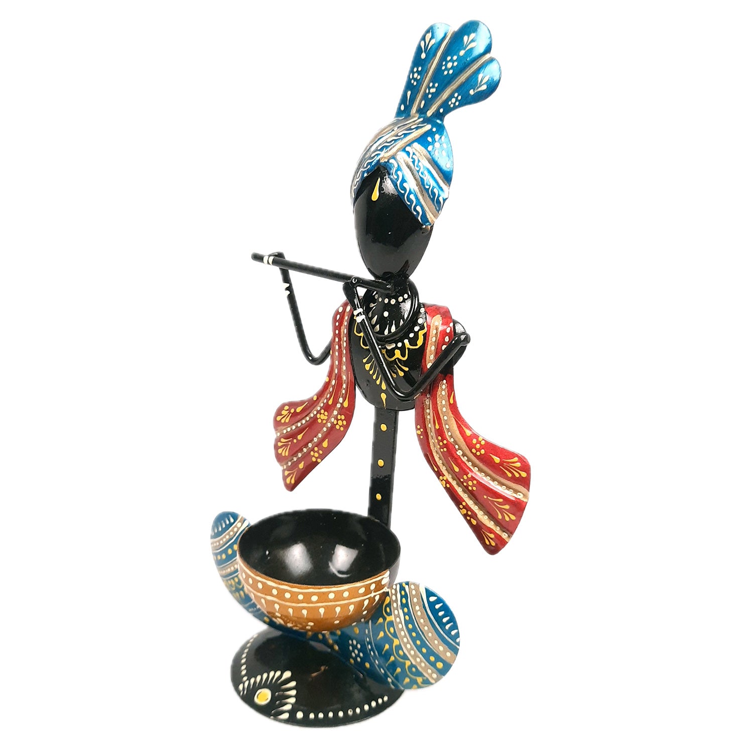 TeaLight Holder - Krishna Design | Candle T Light Holders Stand | Tea Light Candle Stands - For Home, Table, Living Room, Dining room, Bedroom Decor | For Diwali Decoration & Gifts - 10 Inch - Apkamart #Color_Black