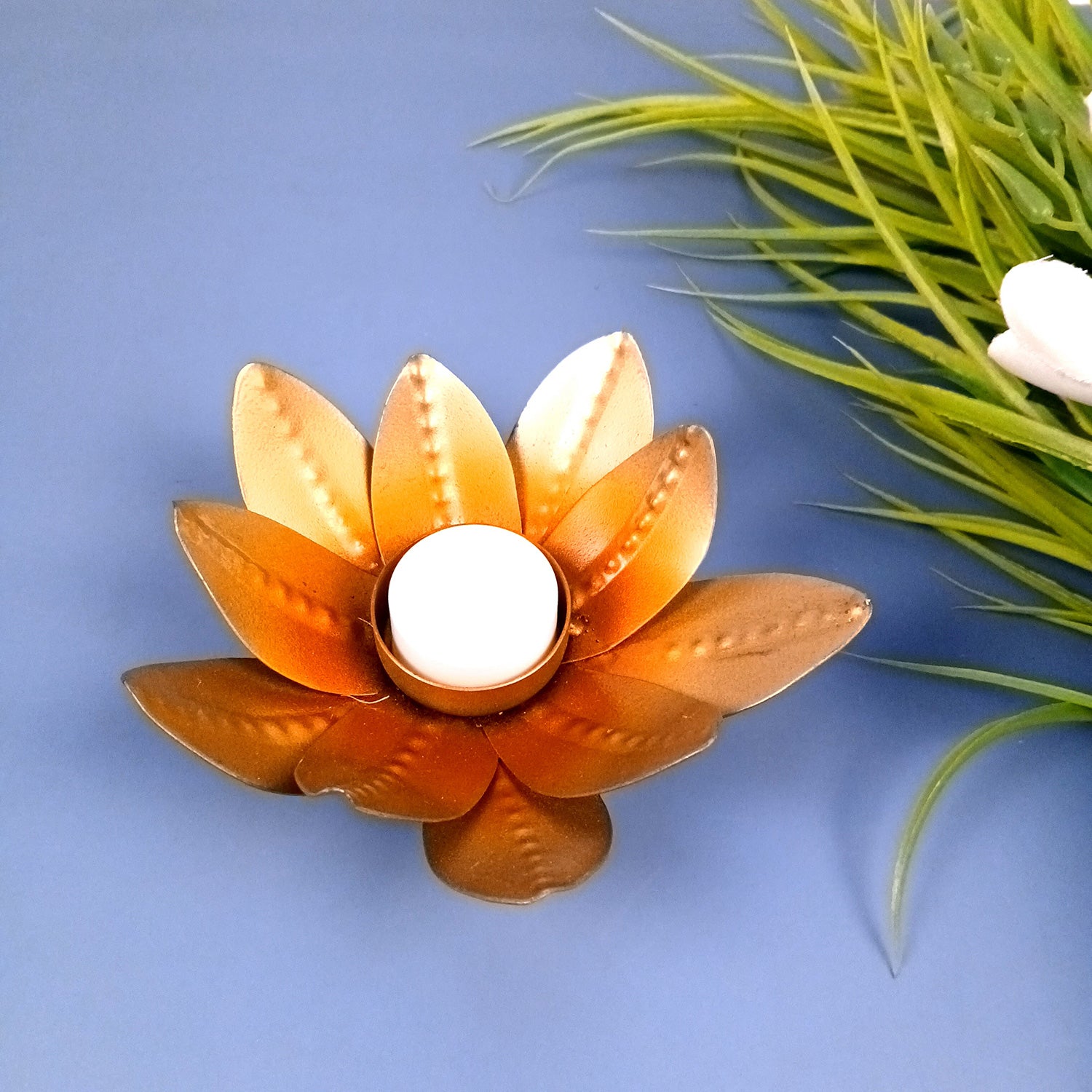 Tea Light Stand | Decorative Candle Tealight Holder - Lotus Design - For Home, Table, Living Room Decor | For Festival Decoration & Gifts - 5 Inch (Pack of 2) - Apkamart #Style_Set Of 2