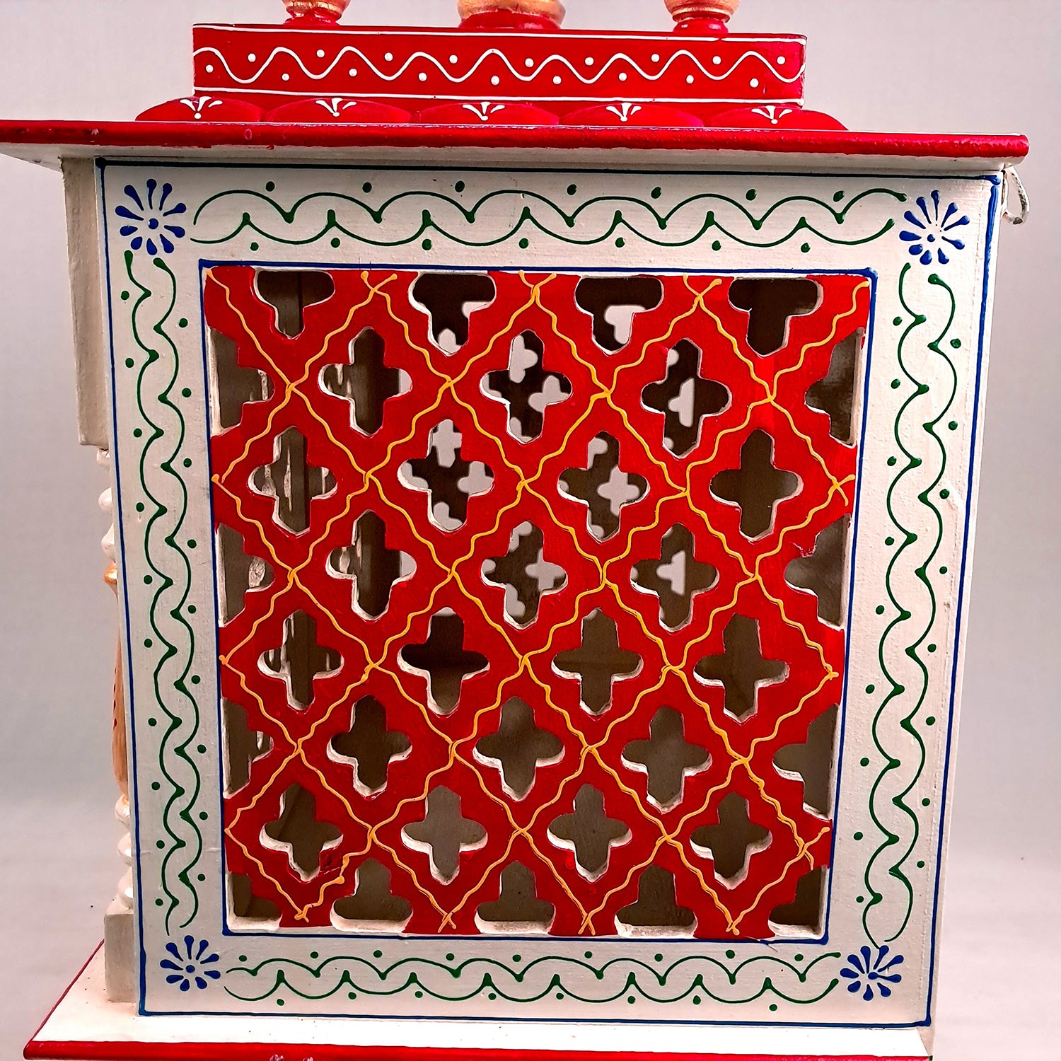 Home Temple Wooden | Pooja Mandir With Drawer & Sliding Plate for Keeping Diya & Agarbatti Stand With Door – For God, House, Puja Ghar, Office & Shop - Apkamart #color_White