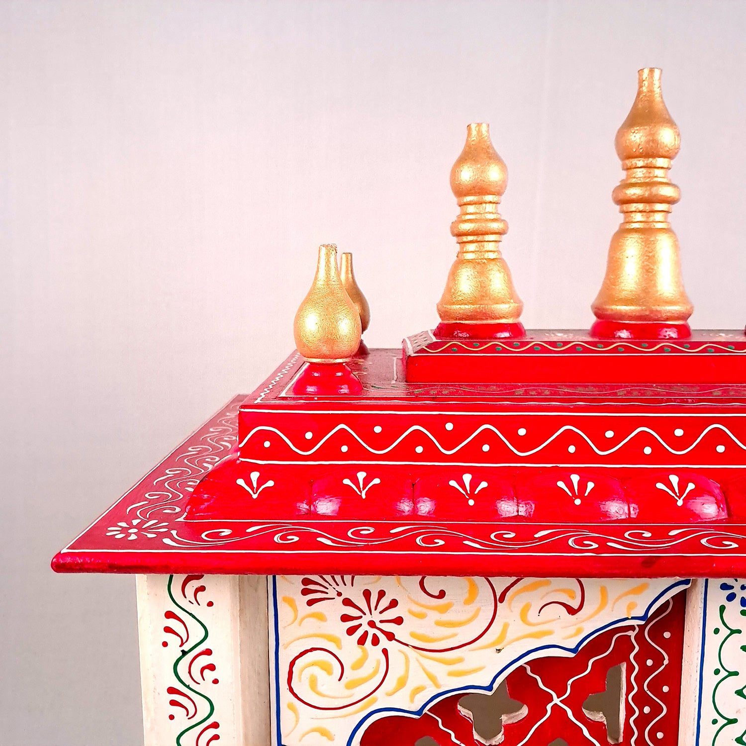 Home Temple Wooden | Pooja Mandir With Drawer & Sliding Plate for Keeping Diya & Agarbatti Stand With Door – For God, House, Puja Ghar, Office & Shop - Apkamart #color_White