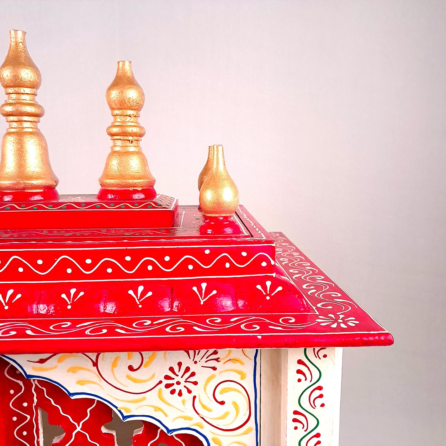 Home Temple Wooden | Pooja Mandir With Drawer & Sliding Plate for Keeping Diya & Agarbatti Stand With Door – For God, House, Puja Ghar, Office & Shop - Apkamart #color_White