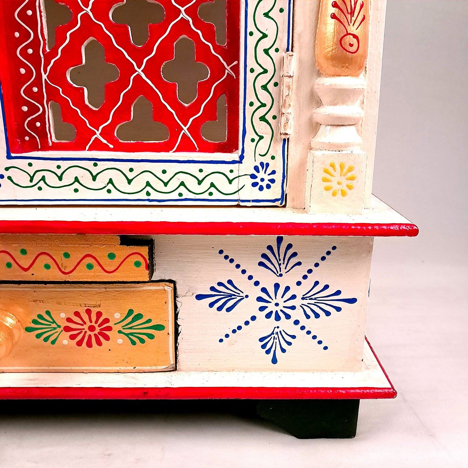 Home Temple Wooden | Pooja Mandir With Drawer & Sliding Plate for Keeping Diya & Agarbatti Stand With Door – For God, House, Puja Ghar, Office & Shop - Apkamart #color_White