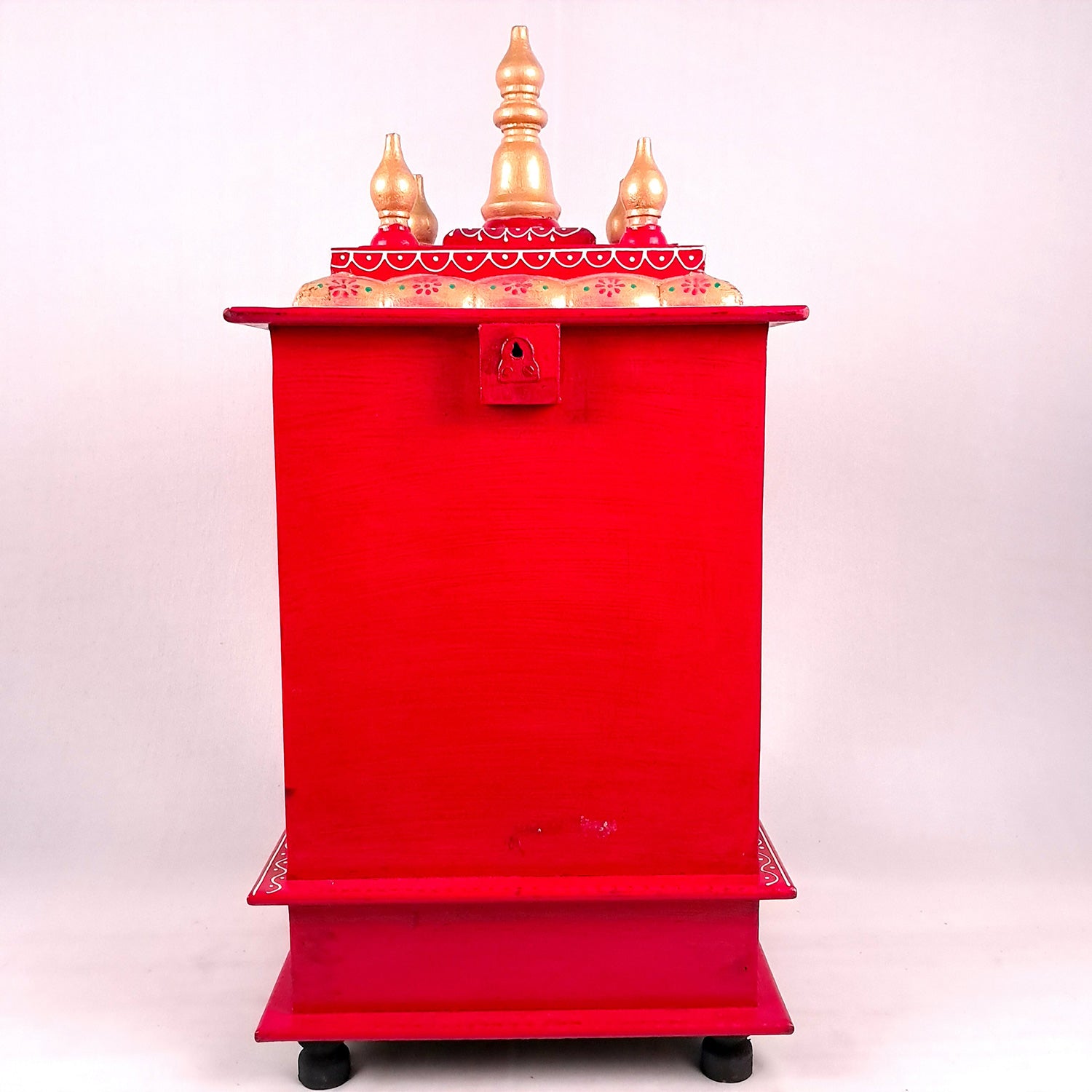 Pooja Temple With Drawer | Big Temple For Home With Storage | Wooden Mandir Stand | Puja Unit Wall Mounted – For House, Puja, Office & Shop - apkamart #Color_Red