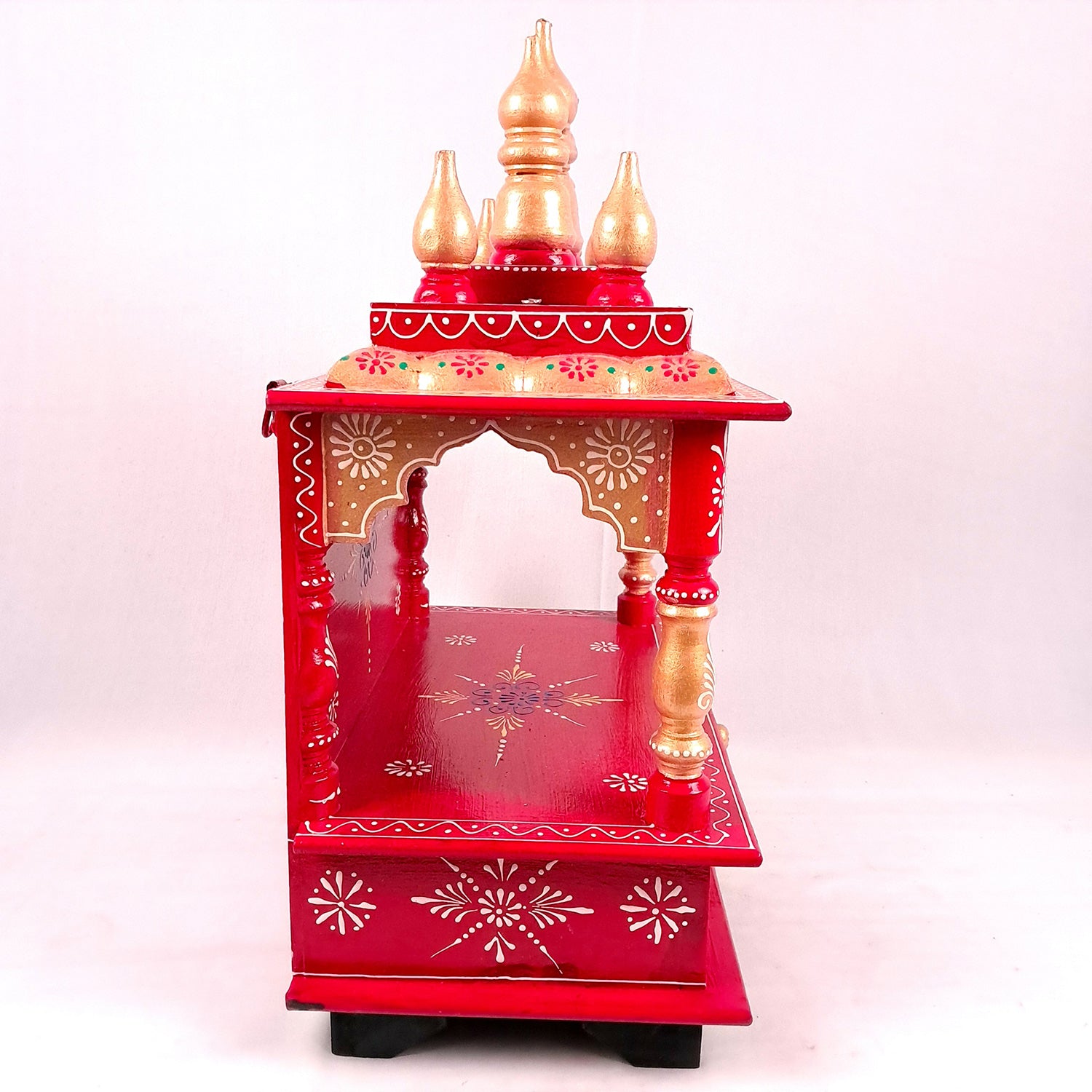 Home Temple Wooden | Pooja Mandir With Drawer & Sliding Plate for Keeping Diya & Agarbatti Stand – For God, House, Puja Ghar, Office & Shop - Apkamart #Color_Red