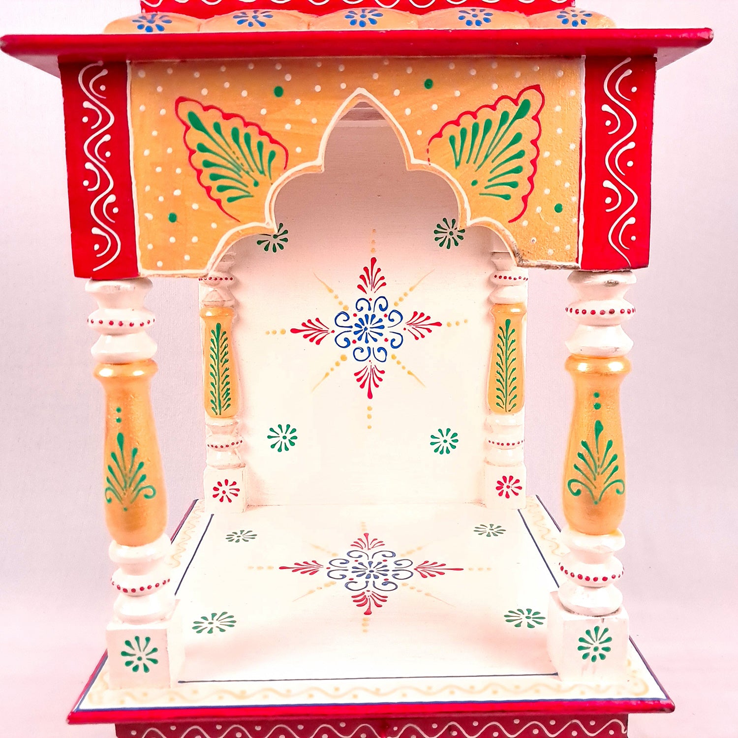 Pooja Temple With Drawer | Big Temple For Home With Storage | Wooden Mandir Stand | Puja Unit Wall Mounted – For House, Puja, Office & Shop - apkamart #Color_White