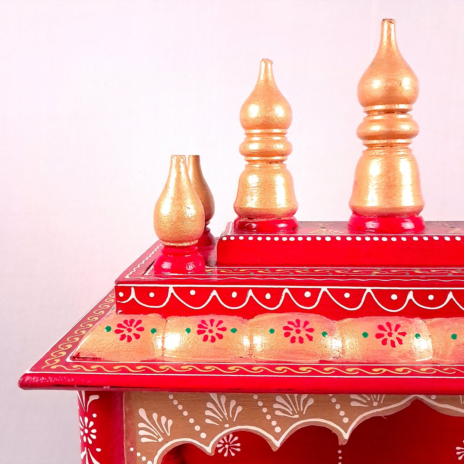 Home Temple Wooden | Pooja Mandir With Drawer & Sliding Plate for Keeping Diya & Agarbatti Stand – For God, House, Puja Ghar, Office & Shop - Apkamart #Color_Red